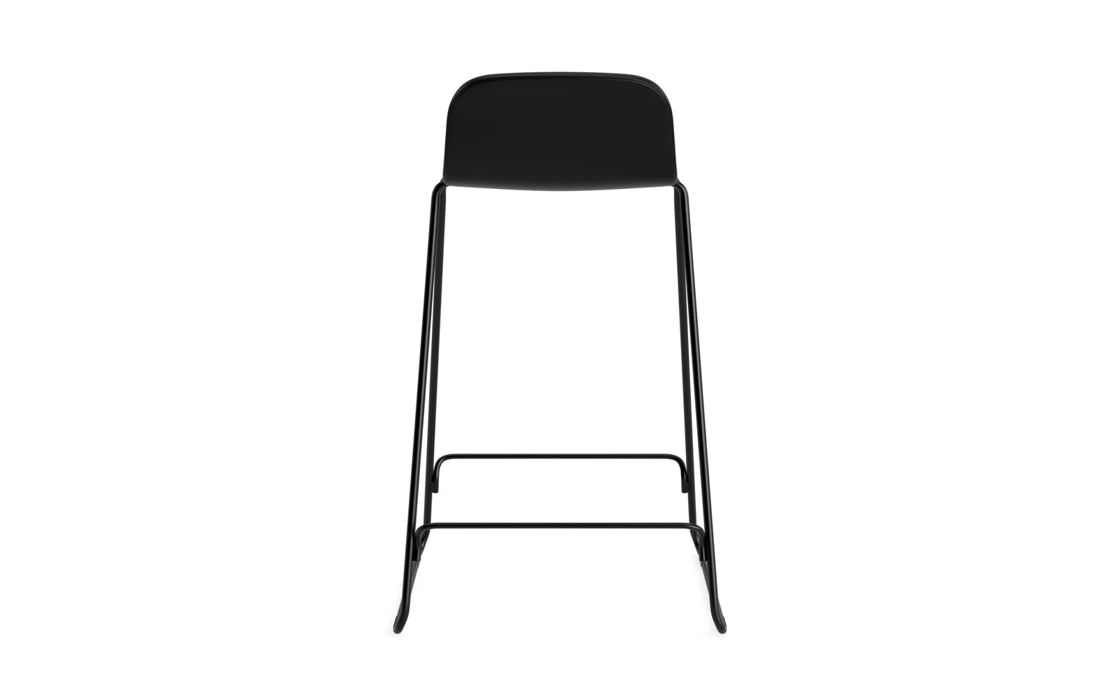 Just Barhocker 65 cm mit Lehne, gepolstert, schwarzer Stahl Ultra Leder in Ultra 41599 präsentiert im Onlineshop von KAQTU Design AG. Barstuhl ist von Normann Copenhagen