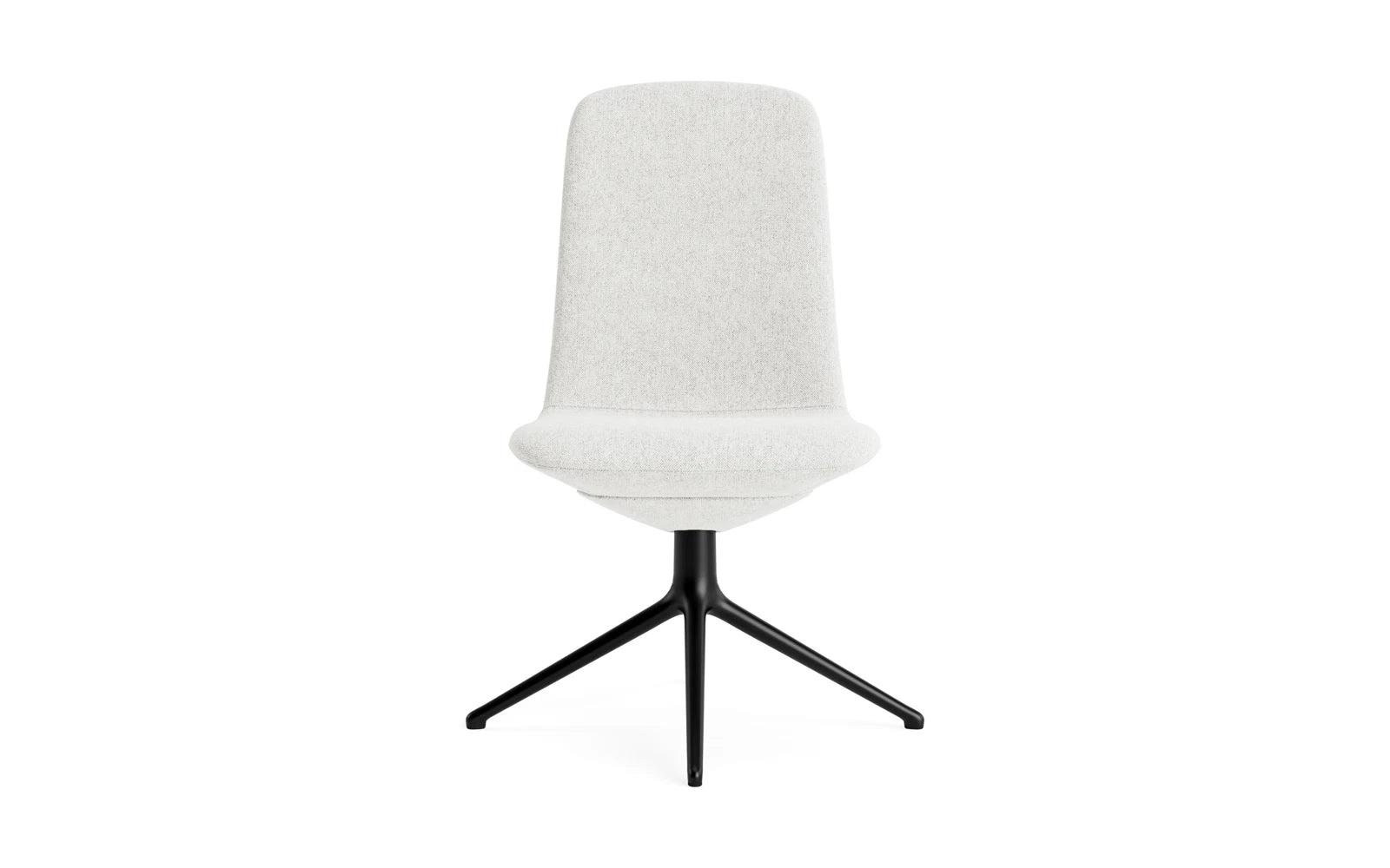 Entdecken Sie den Off Chair niedrig mit Drehgestell von Normann Copenhagen – ein stilvoller Bürostuhl aus hochwertigem Aluminium und Hallingdal-Stoff, der Komfort und modernes Design vereint.