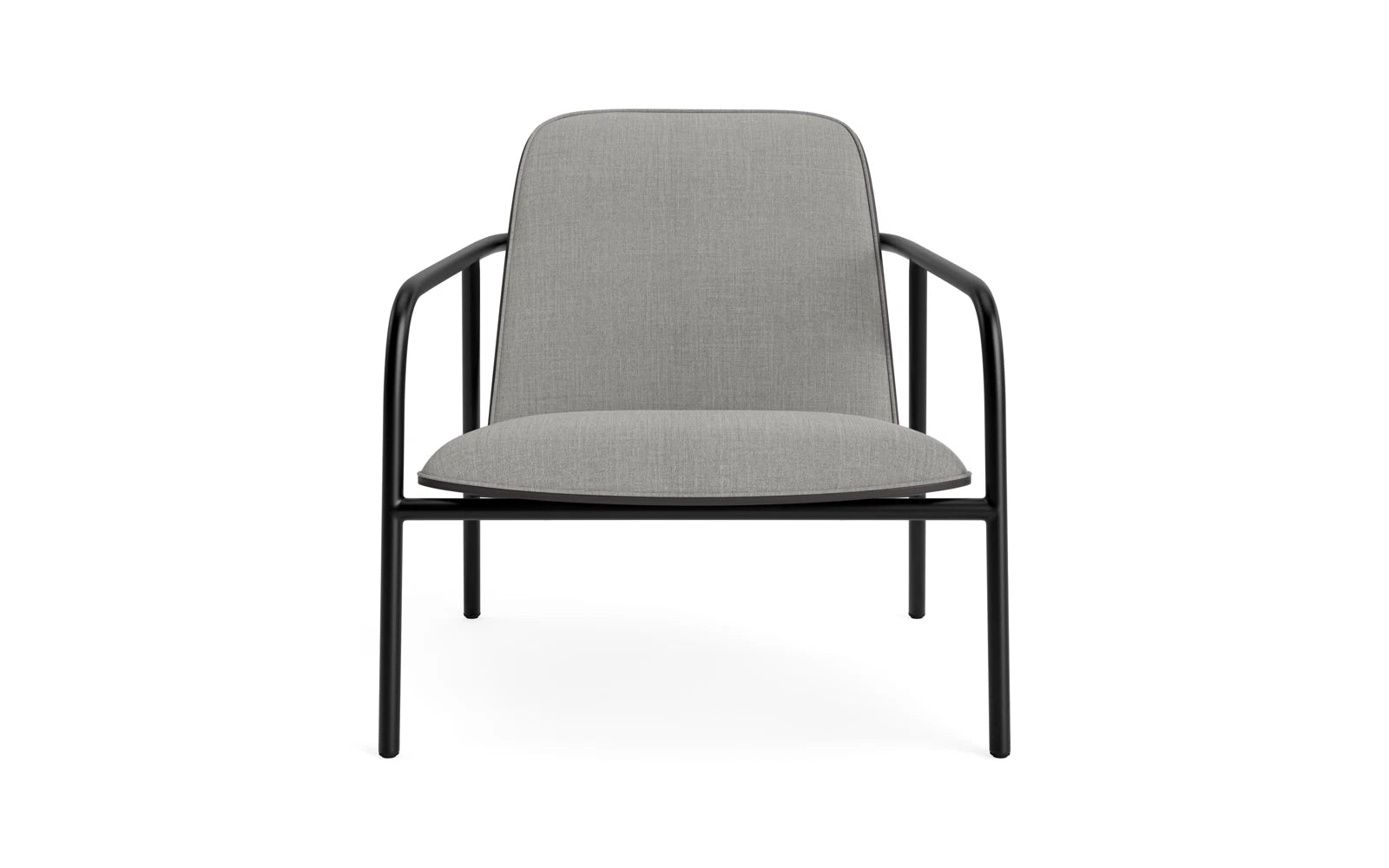 Eleganter Pad Loungestuhl aus schwarzer Eiche, gepolstert, mit stabilem Metallrahmen. Perfekt für moderne Lounges.