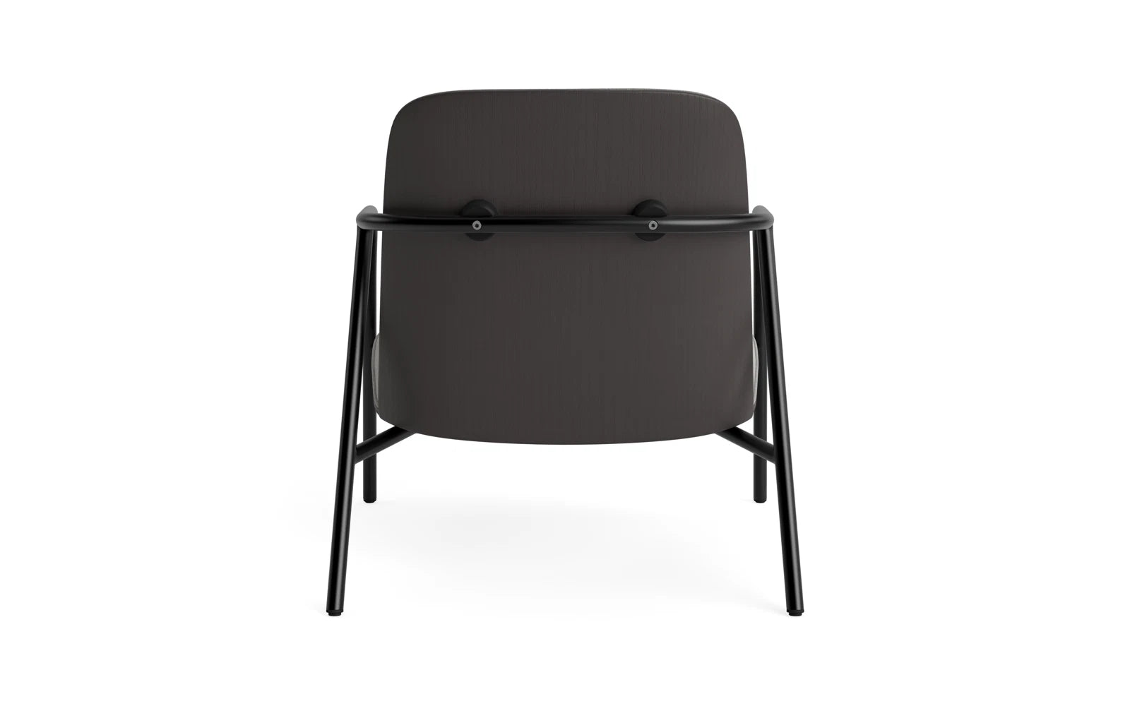 Eleganter Pad Loungestuhl aus schwarzer Eiche, gepolstert, mit stabilem Metallrahmen. Perfekt für moderne Lounges.