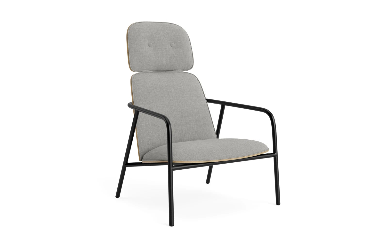 Pad lounge armchair high black steel oak/remix