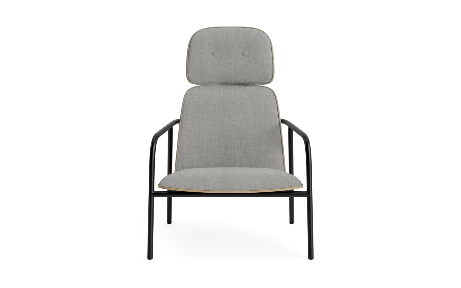 Pad lounge armchair high black steel oak/remix