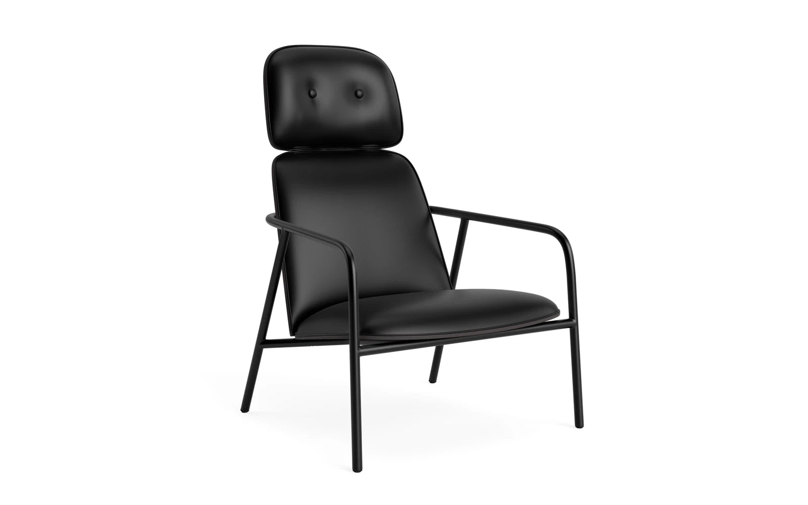 Pad lounge armchair high black steel black/ultra