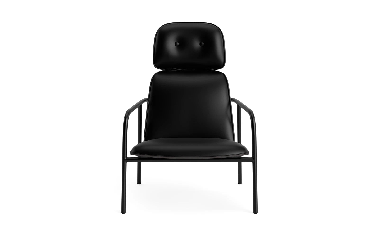 Pad lounge armchair high black steel black/ultra