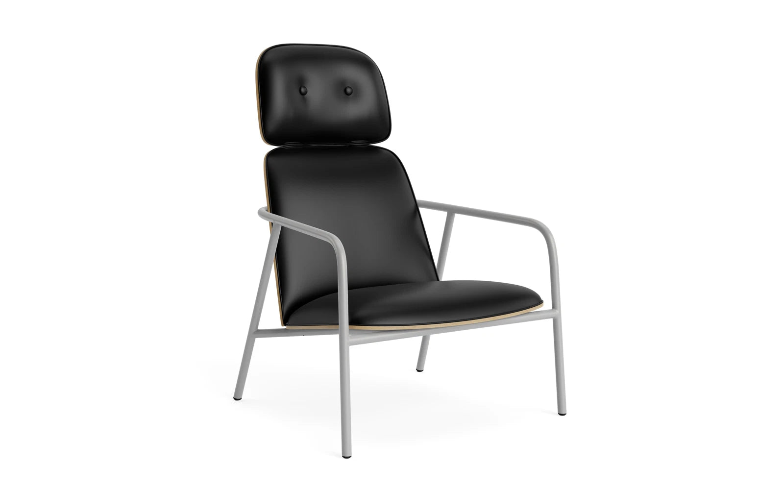 Pad lounge armchair high gray steel oak/ultra