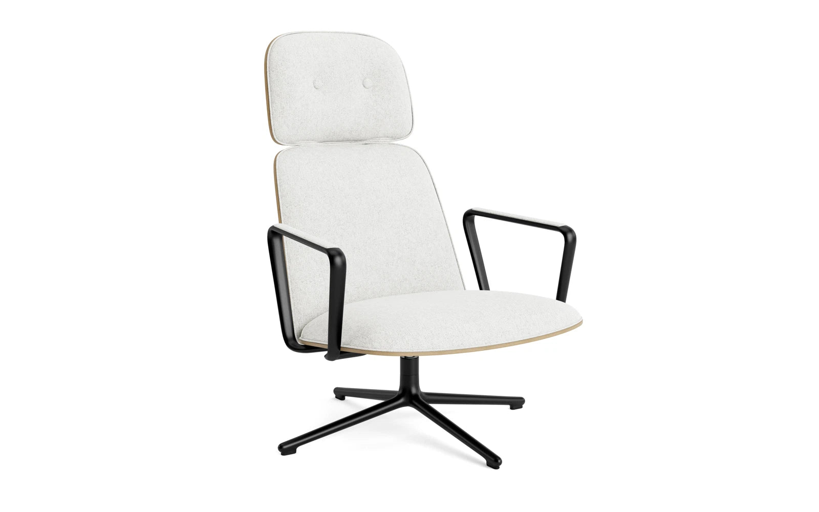 Pad lounge armchair high with bogie black aluminum oak/hallingdal