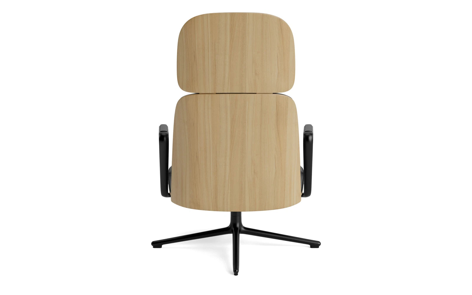 Genießen Sie den Pad Lounge-Sessel hoch mit Drehgestell in Schwarz Alu Eiche/Ultra von Normann Copenhagen – perfekter Komfort und modernes Design für Ihr Zuhause.