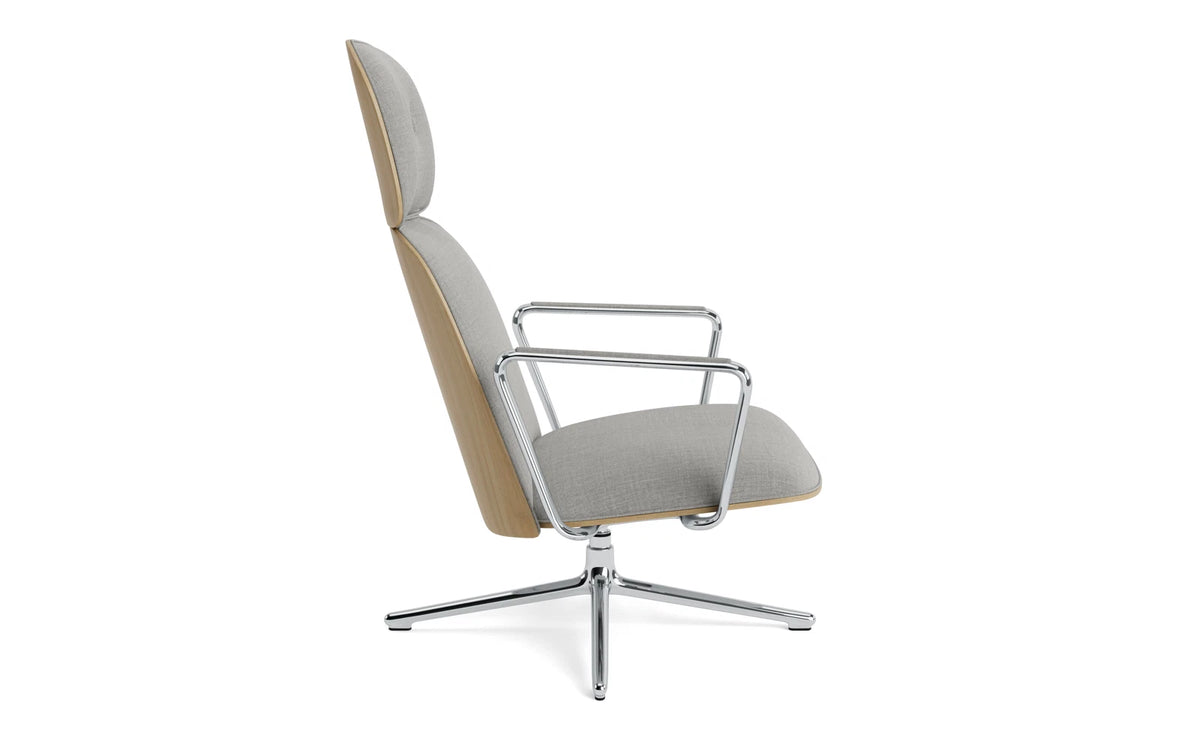 Pad Lounge-Sessel hoch mit Drehgestell und Kippfunktion alu und Eiche/Remix in Remix 133 präsentiert im Onlineshop von KAQTU Design AG. Drehsessel ist von Normann Copenhagen