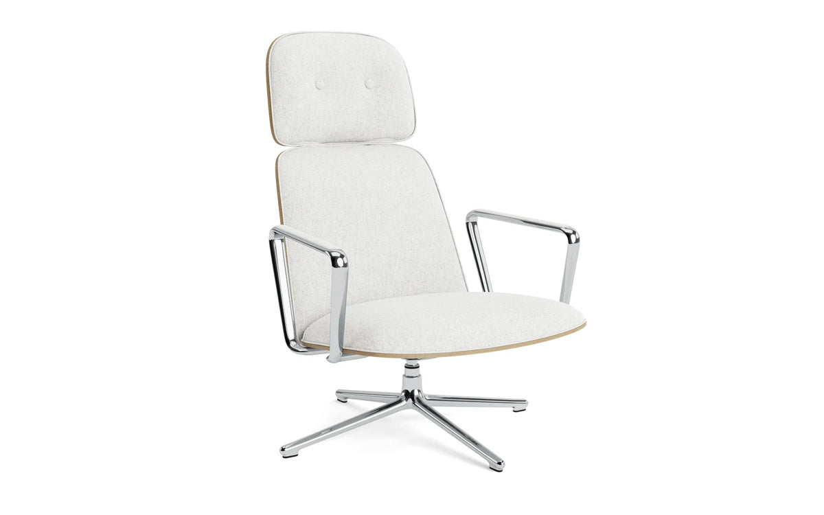 Pad Lounge-Sessel hoch mit Drehgestell und Kippfunktion alu und Eiche/Hallingdal in Hallingdal 110 präsentiert im Onlineshop von KAQTU Design AG. Drehsessel ist von Normann Copenhagen