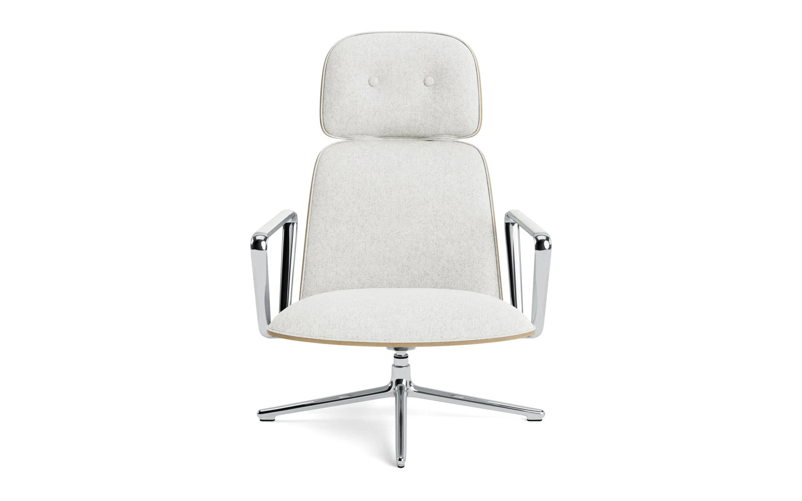 Pad lounge armchair up with bogie and tipping function aluminum and oak/hallingdal