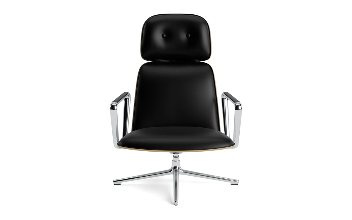 Pad Lounge-Sessel hoch mit Drehgestell und Kippfunktion alu und Eiche/Ultra in Ultra 41599 präsentiert im Onlineshop von KAQTU Design AG. Drehsessel ist von Normann Copenhagen