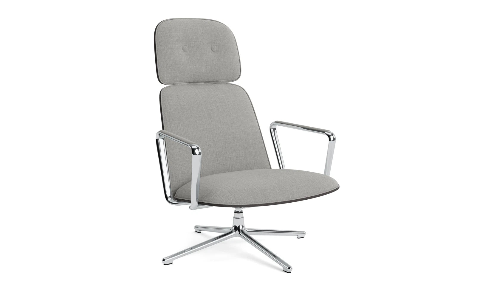 Pad lounge armchair up with bogie and tipping function aluminum and black/remix