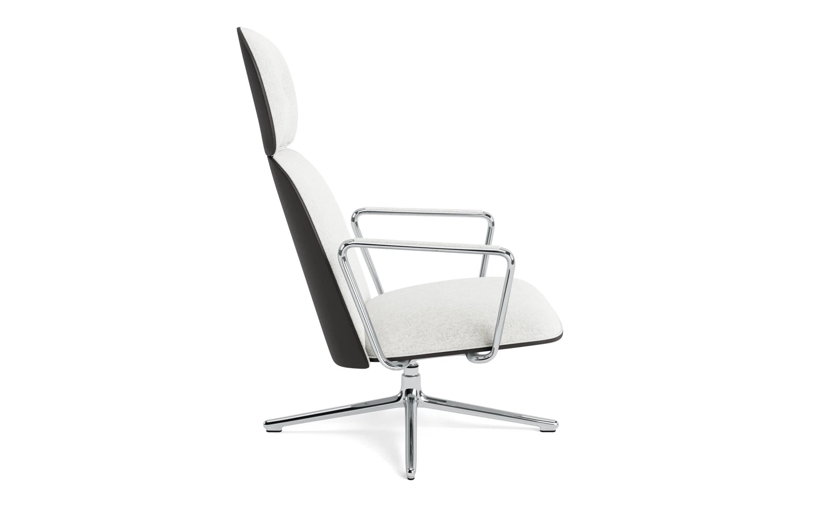 Erleben Sie den Pad Lounge-Sessel hoch von Normann Copenhagen – ein stilvolles Möbelstück mit Drehgestell und Kippfunktion, ideal für moderne Wohnräume.