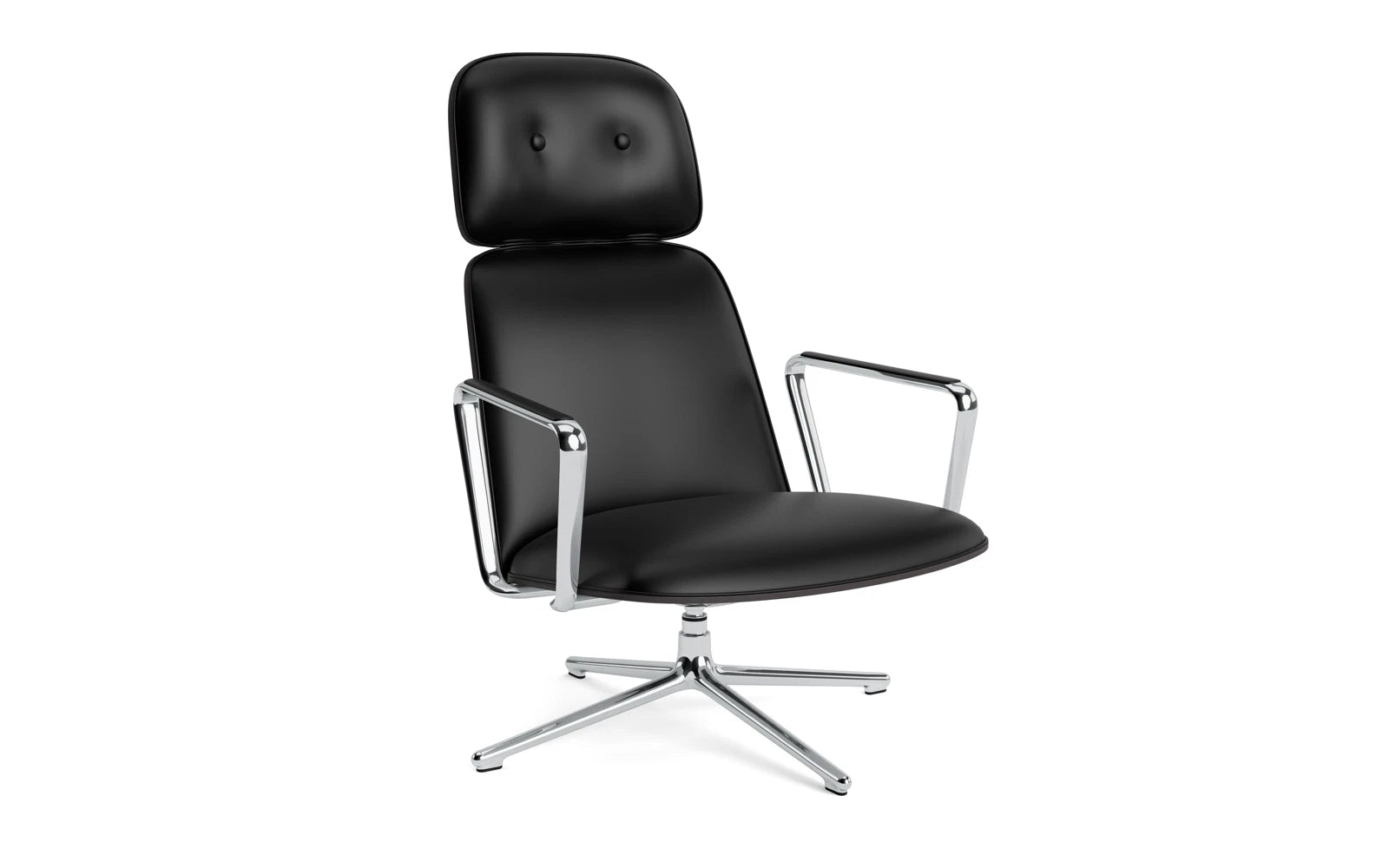 Pad lounge armchair high with bogie and tipping function aluminum and black/ultra