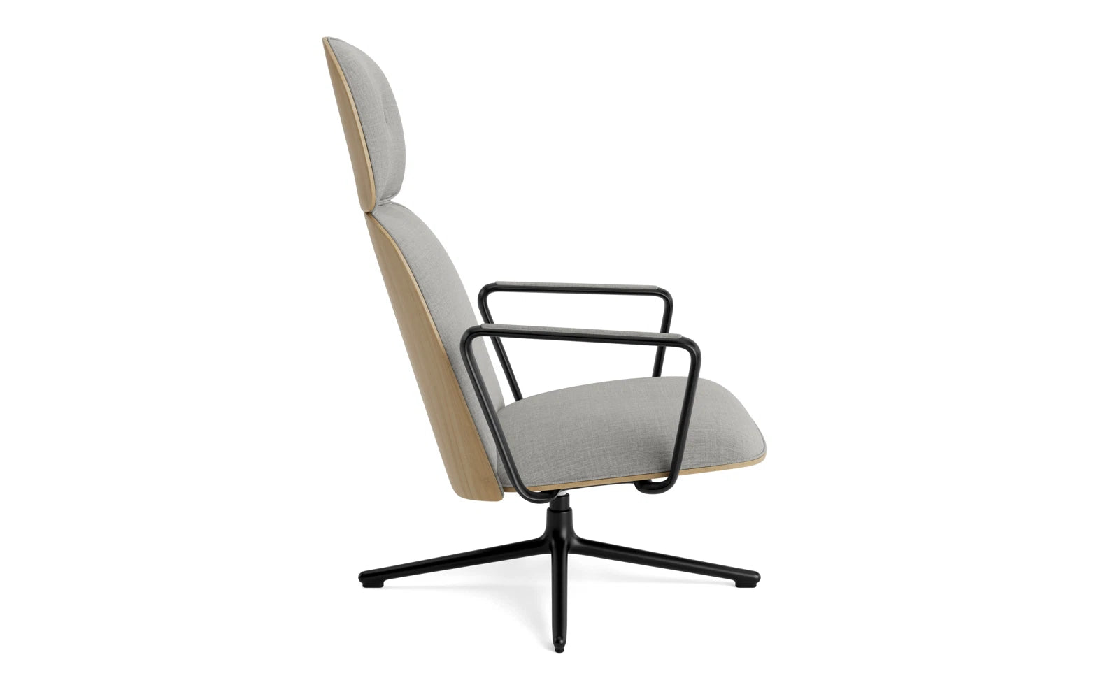 Erleben Sie den stilvollen Pad Lounge-Sessel hoch mit Drehgestell und Kippfunktion in Schwarz Alu Eiche/Remix – die perfekte Kombination aus Eleganz und Komfort.