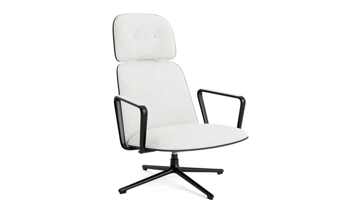 Pad Lounge-Sessel hoch mit Drehgestell und Kippfunktion Schwarz Alu Schwarz/Hallingdal in Hallingdal 110 präsentiert im Onlineshop von KAQTU Design AG. Drehsessel ist von Normann Copenhagen