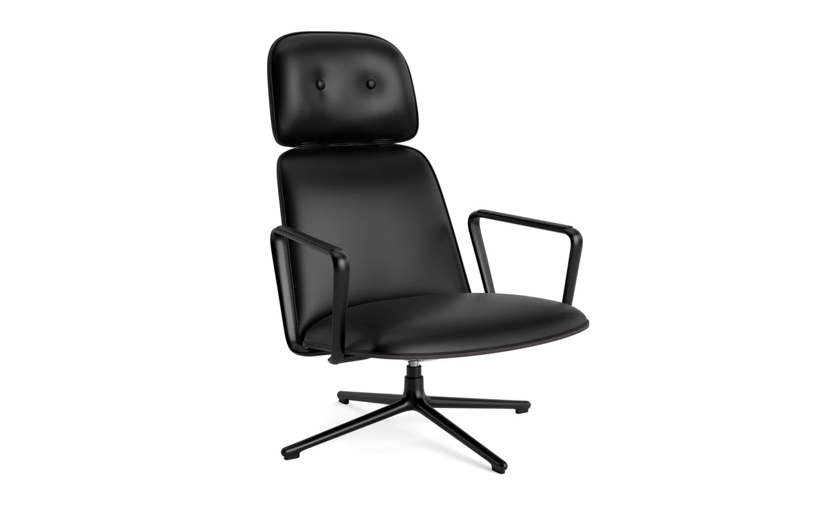 Pad Lounge-Sessel hoch mit Drehgestell und Kippfunktion Schwarz Alu Schwarz/Ultra in Ultra 41599 präsentiert im Onlineshop von KAQTU Design AG. Drehsessel ist von Normann Copenhagen