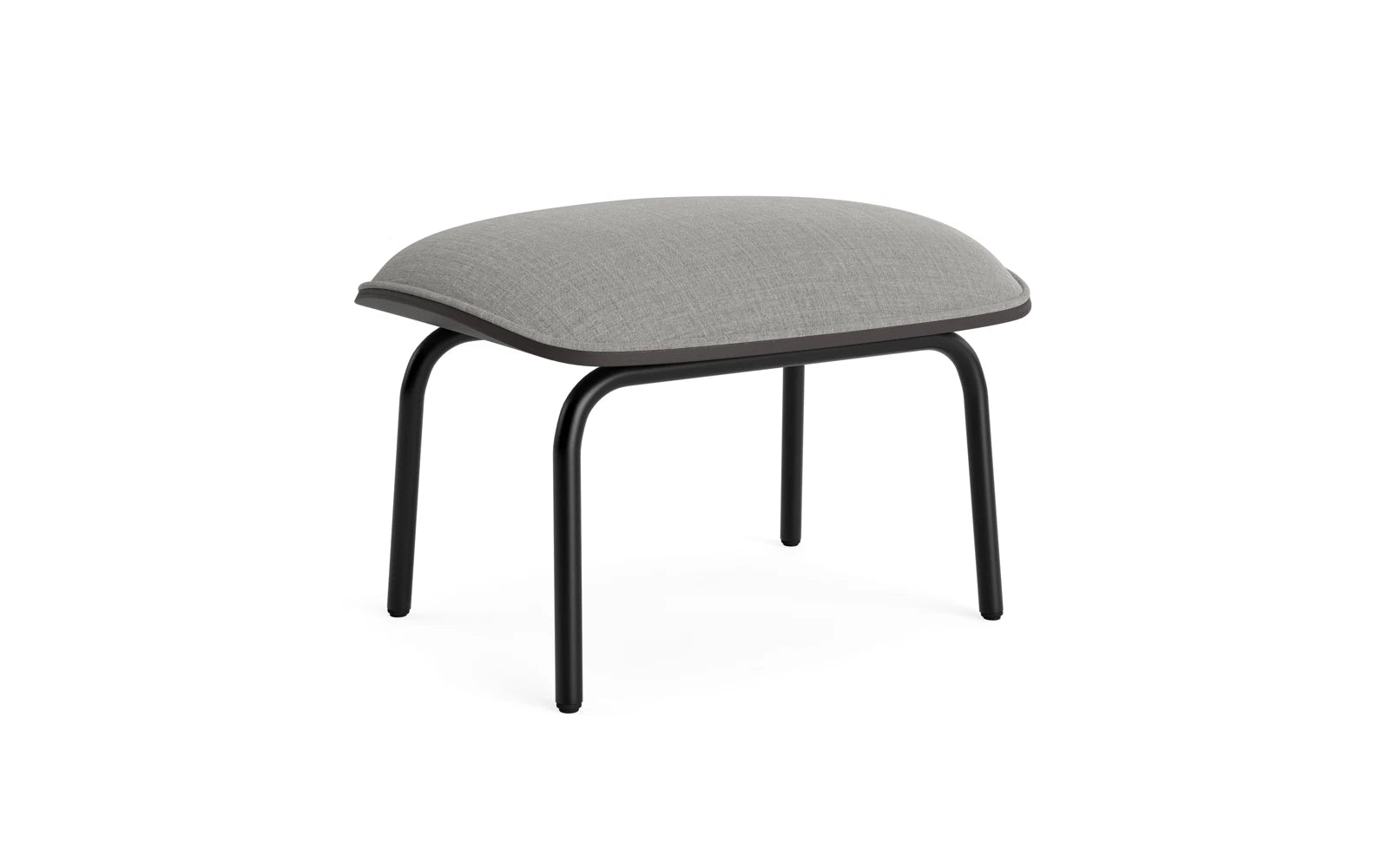 Eleganter Pad Fusshocker aus schwarzer Eiche, gepolstert, mit Metallrahmen. Perfekte Ergänzung zum Pad Lounge Sessel.