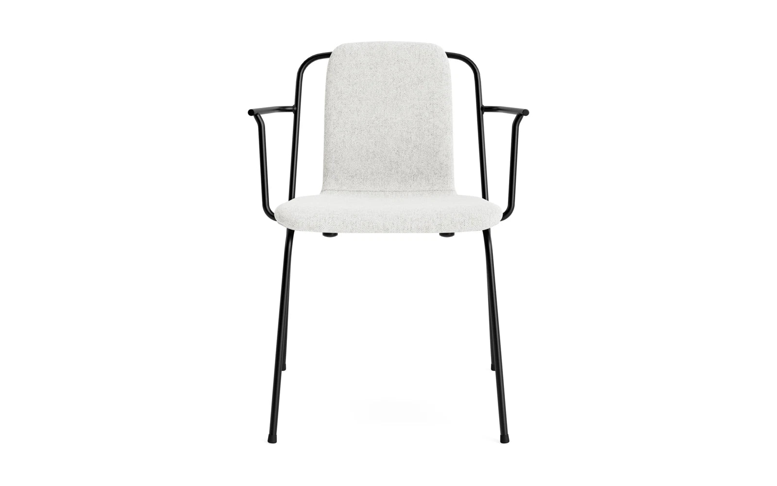 Entdecken Sie den eleganten Studio Armlehnstuhl von Normann Copenhagen – ein stilvolles Möbelstück mit schwarzem Stahlrahmen und Vollpolsterung, ideal für jeden Raum.