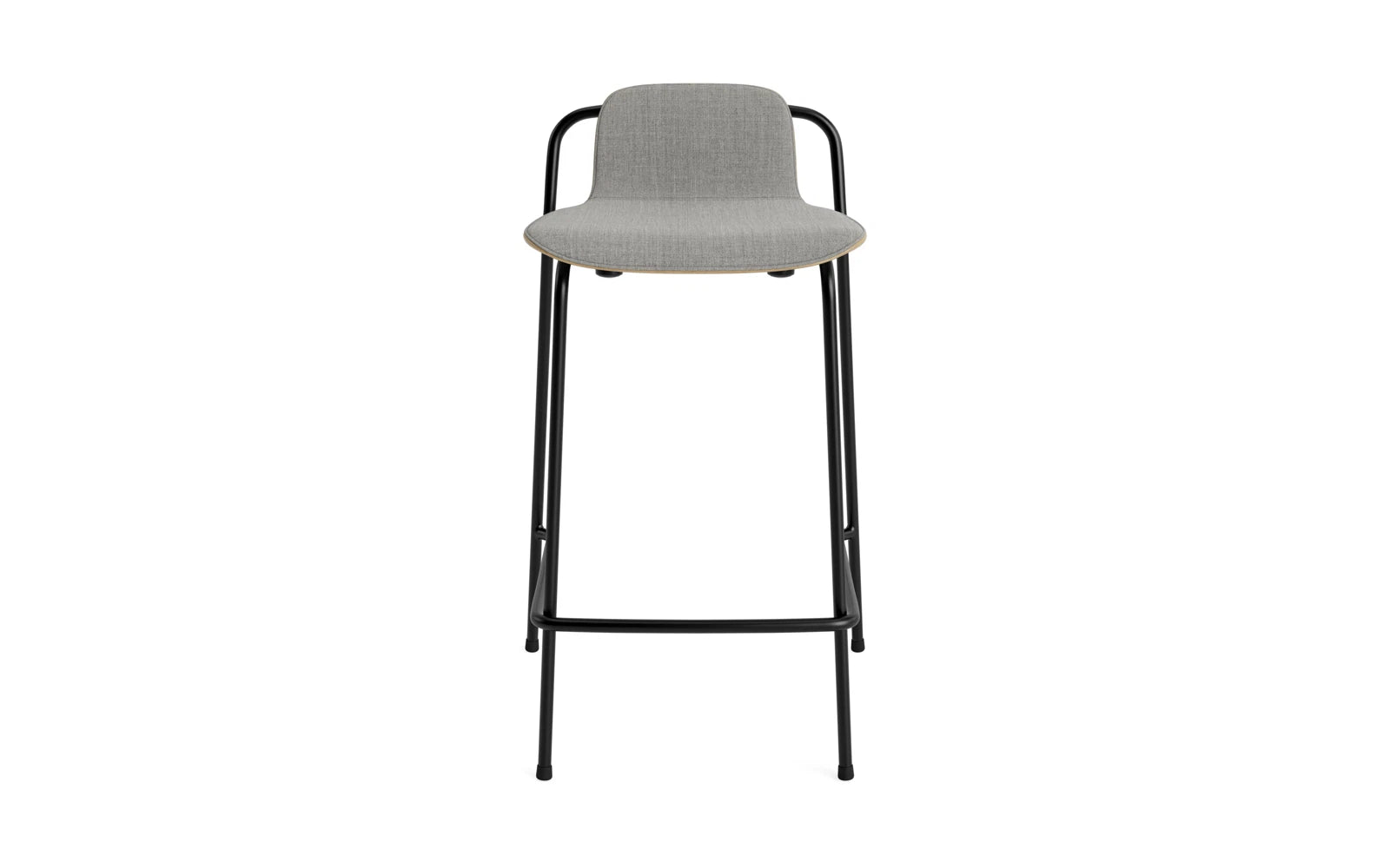 Eleganter Studio Barhocker 65 cm von Normann Copenhagen: Schlanker Stahlrahmen, Eiche, Frontpolster, industrielles Design, stapelbar.