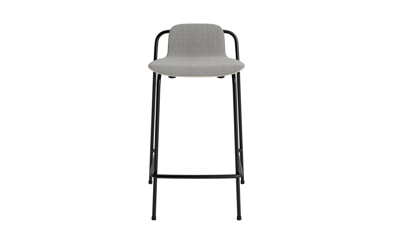Entdecken Sie den eleganten Studio Barstuhl 65 cm von Normann Copenhagen. Mit schwarzem Stahl und hellgrauem Remix-Polster vereint er Stil und Komfort.