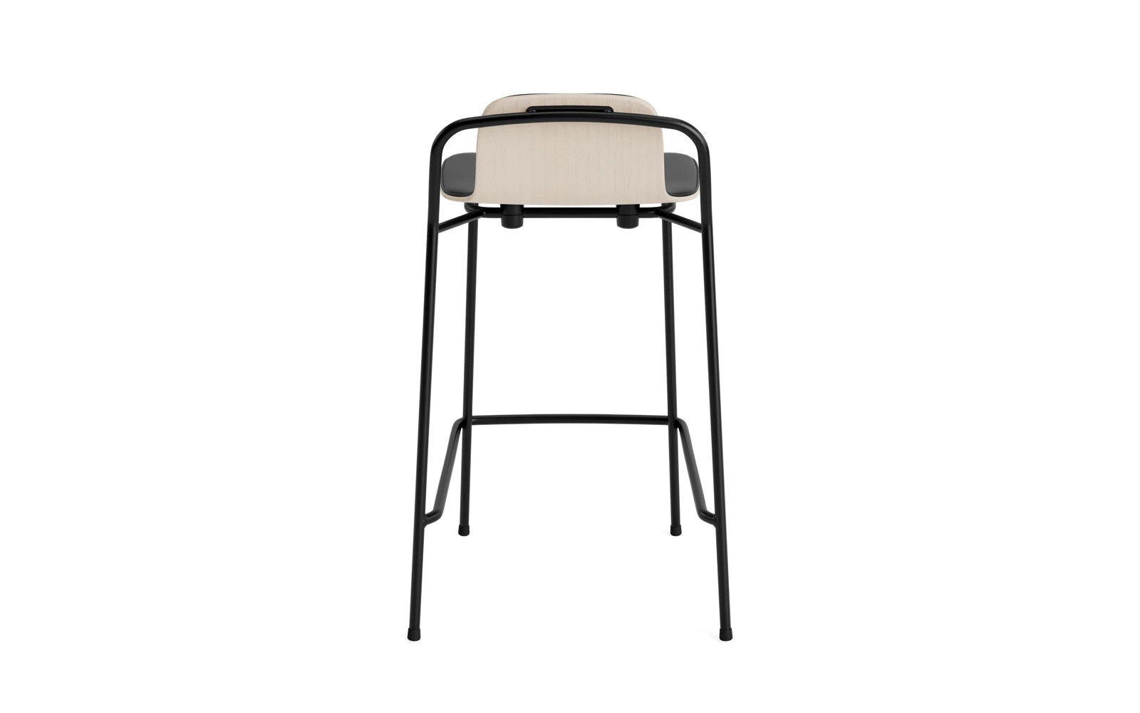 Entdecken Sie den stilvollen Studio Barstuhl 65 cm von Normann Copenhagen. Mit schwarzem Stahl und hellgrauem Ultra-Polster vereint er modernes Design und Komfort.