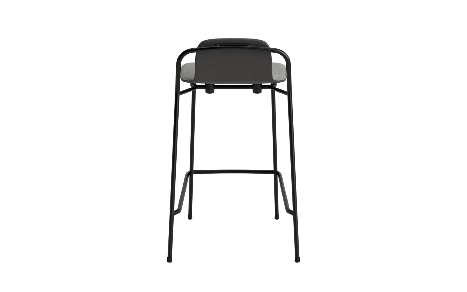 Entdecken Sie den eleganten Studio Barstuhl 65 cm von Normann Copenhagen. Mit seinem modernen Stahlrahmen und dem bequemen Frontpolster vereint er Stil und Funktionalität.