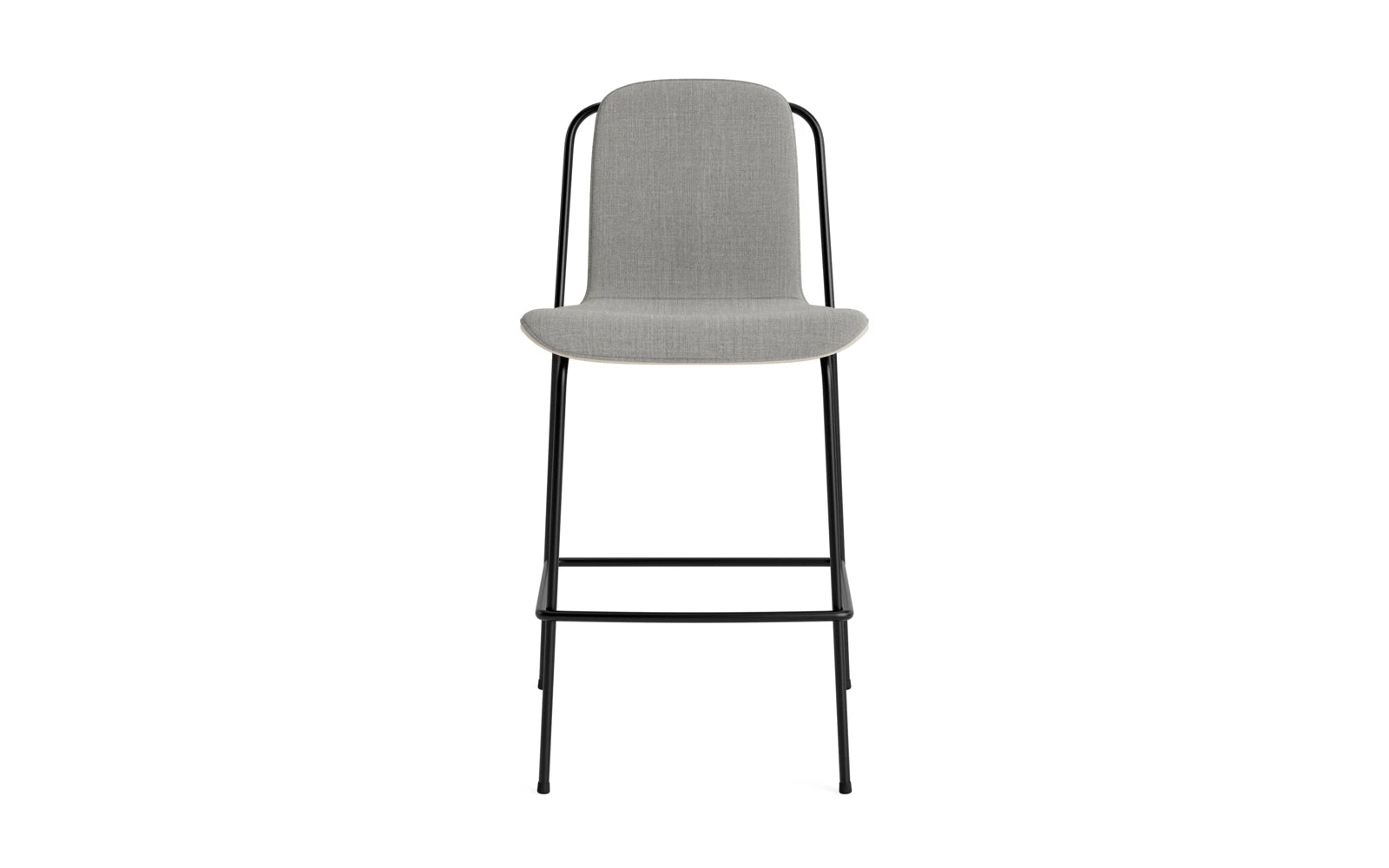 Entdecken Sie den eleganten Studio Barstuhl 65 cm von Normann Copenhagen. Mit seinem luftigen Design aus schwarzem Stahl und hellgrauem Polster vereint er Stil und Komfort.