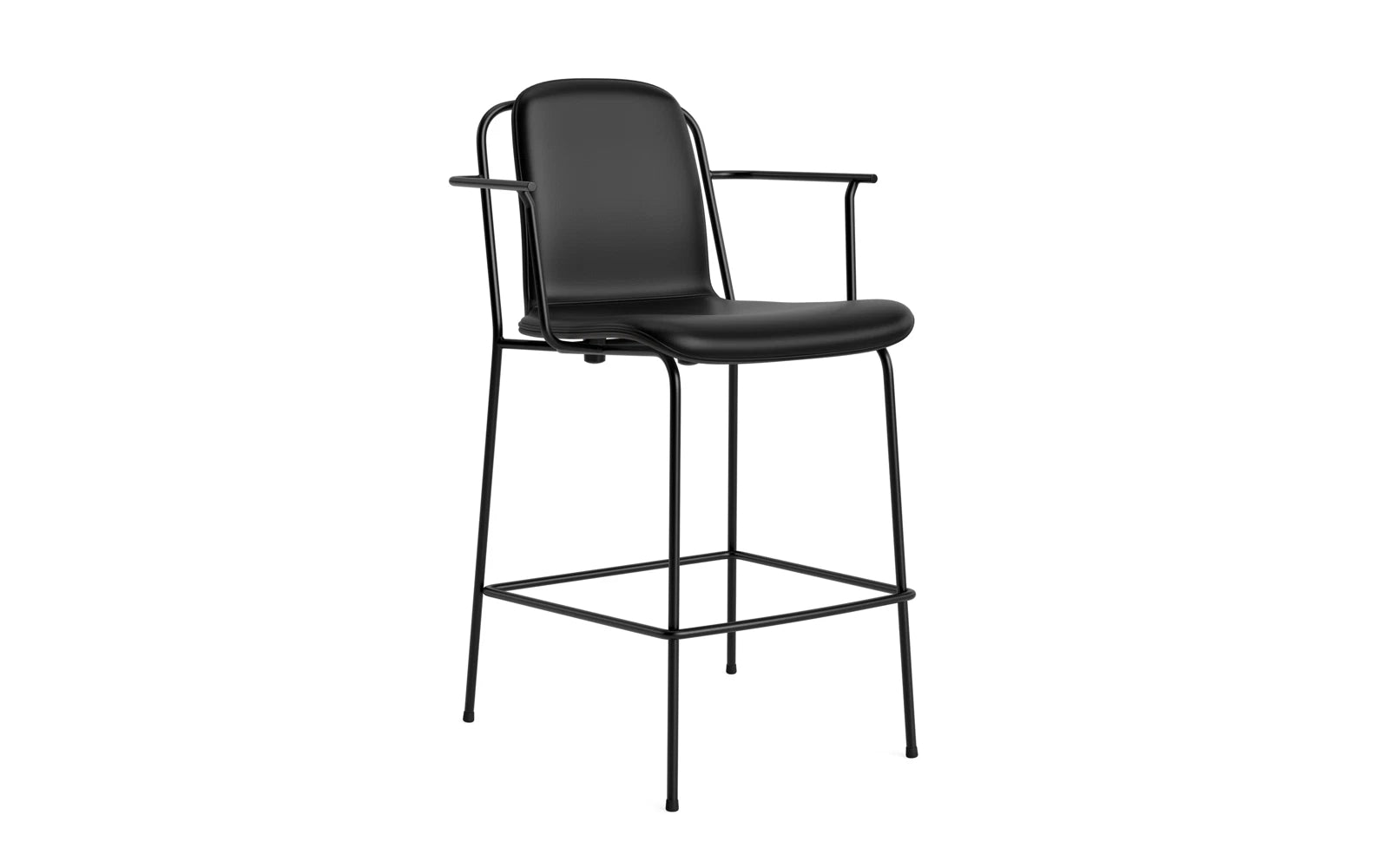 Erleben Sie den stilvollen Studio Barstuhl 65 cm von Normann Copenhagen. Mit seinem grafischen Stahlrahmen und dem bequemen Frontpolster ist er die perfekte Kombination aus Eleganz und Funktionalität.