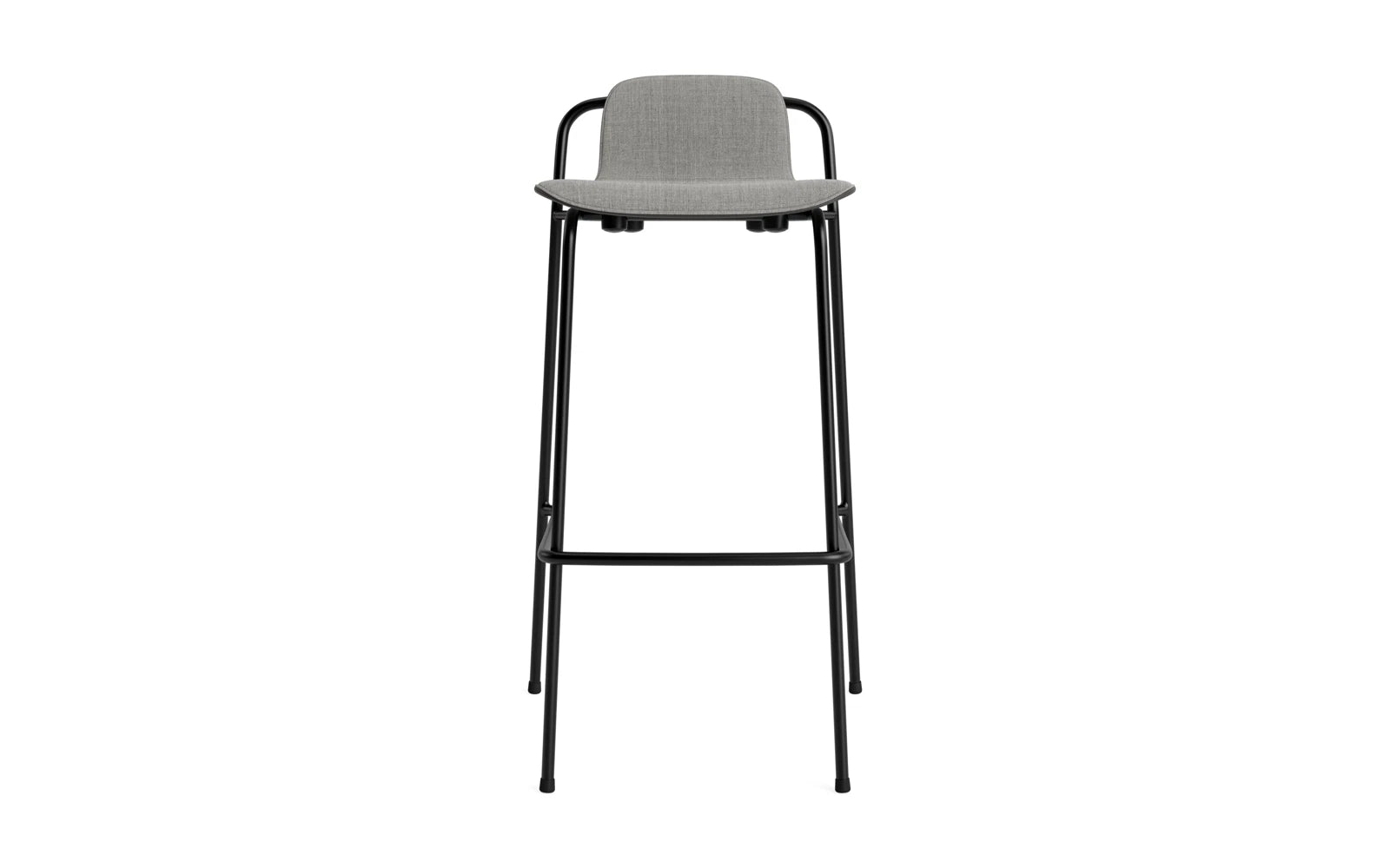 Entdecken Sie den stilvollen Studio Barstuhl 75 cm von Normann Copenhagen. Mit elegantem schwarzem Stahlrahmen und komfortablem Frontpolster in Remix-Stoff vereint er modernes Design und Funktionalität.