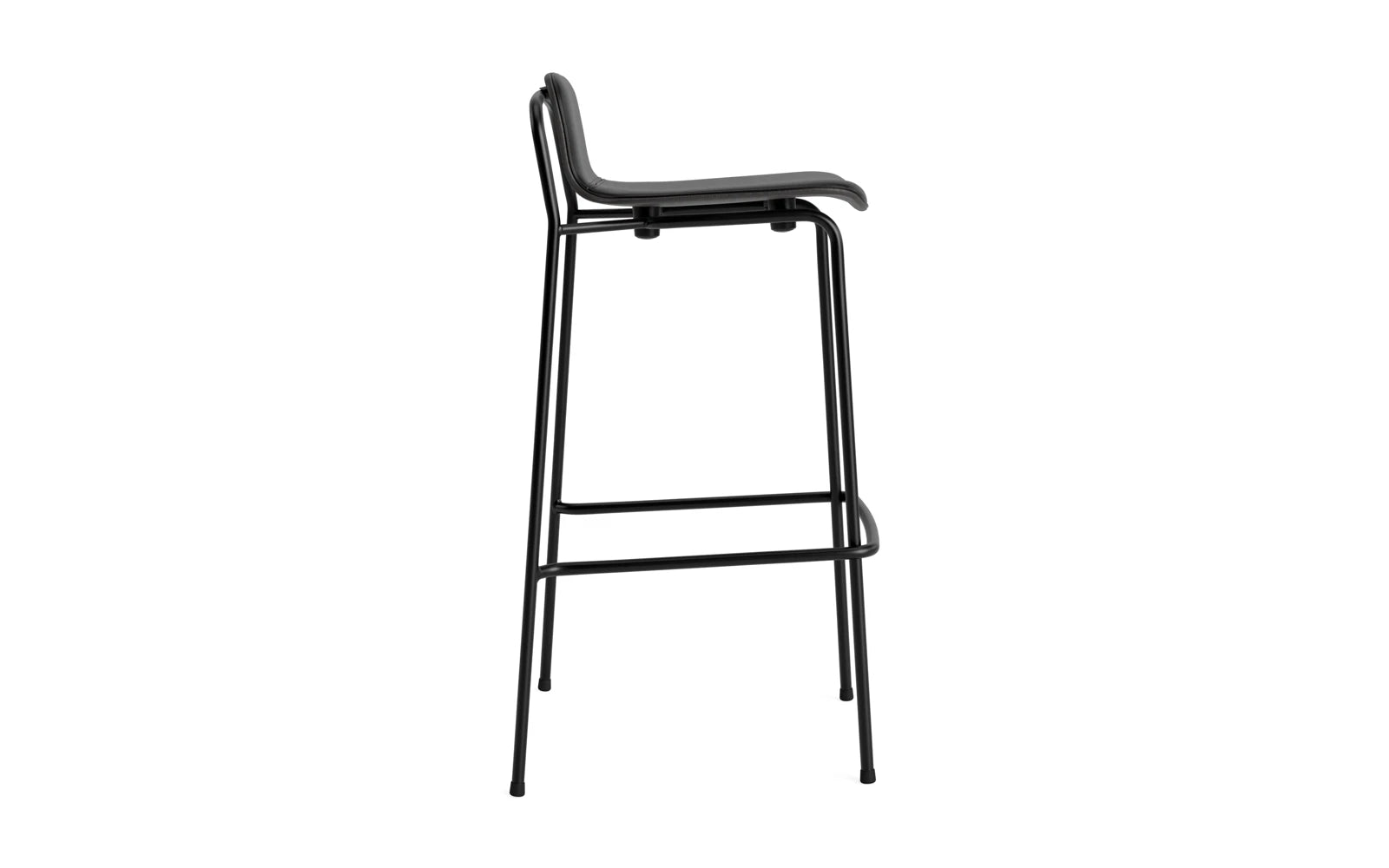 Eleganter Barstuhl mit 75 cm Höhe, schwarzem Stahlgestell und komfortablem Frontpolster. Ideal für moderne Küchen und Bars.