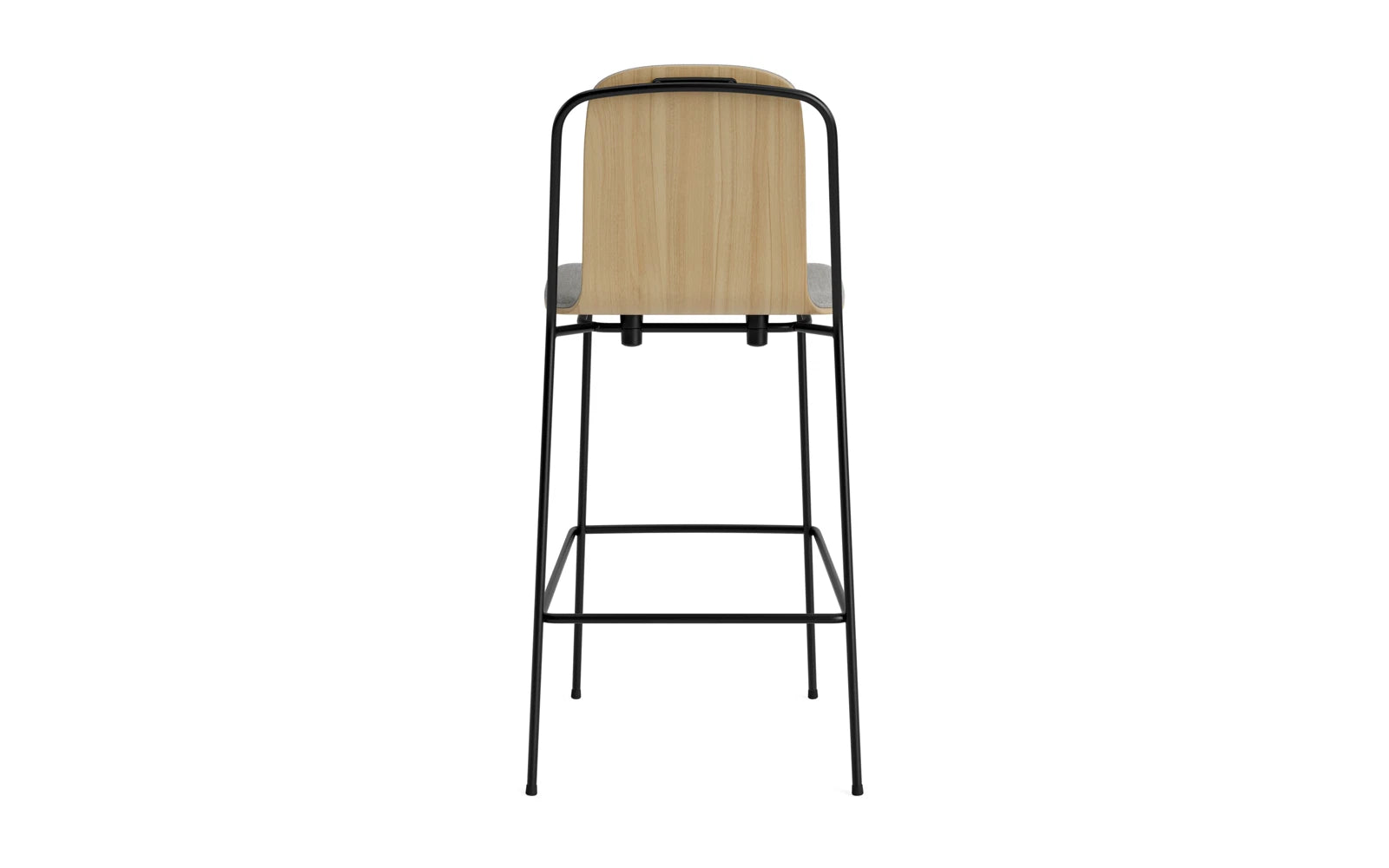 Entdecken Sie den eleganten Studio Barstuhl 75 cm von Normann Copenhagen. Mit seinem schlanken Stahlgestell, der Eichenholzschale und dem komfortablen Remix-Polster vereint er modernes Design und Funktionalität.