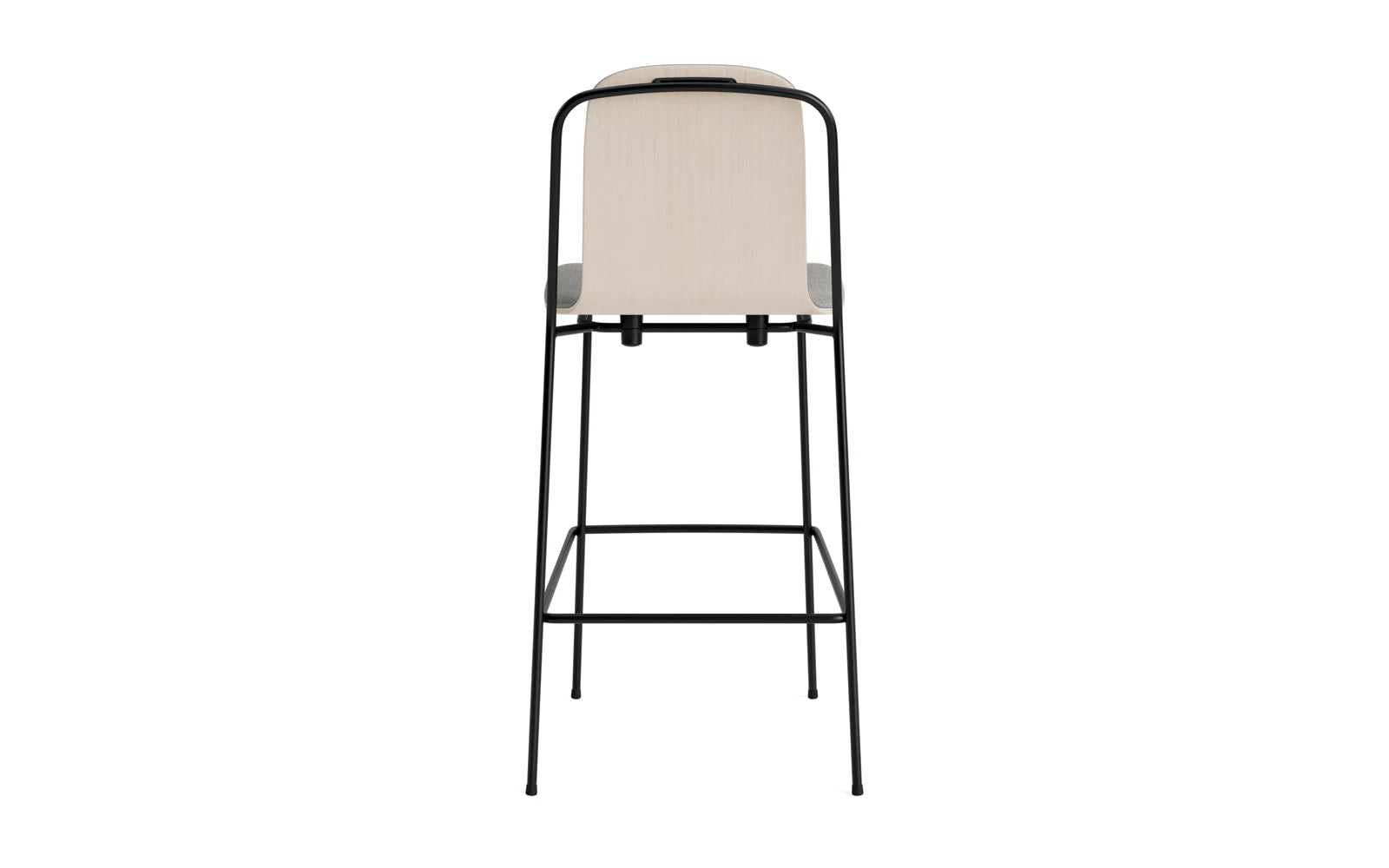Entdecken Sie den stilvollen Studio Barstuhl 75 cm von Normann Copenhagen. Mit schwarzem Stahl und hellgrauem Polster vereint er Eleganz und Funktionalität.