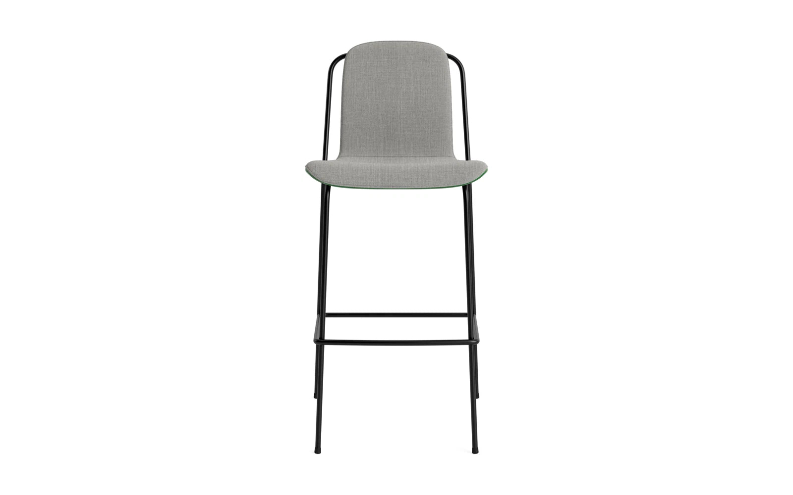 Entdecken Sie den eleganten Studio Barstuhl 75 cm von Normann Copenhagen – mit grünem Frontpolster und stabiler Stahlkonstruktion für jeden Raum!