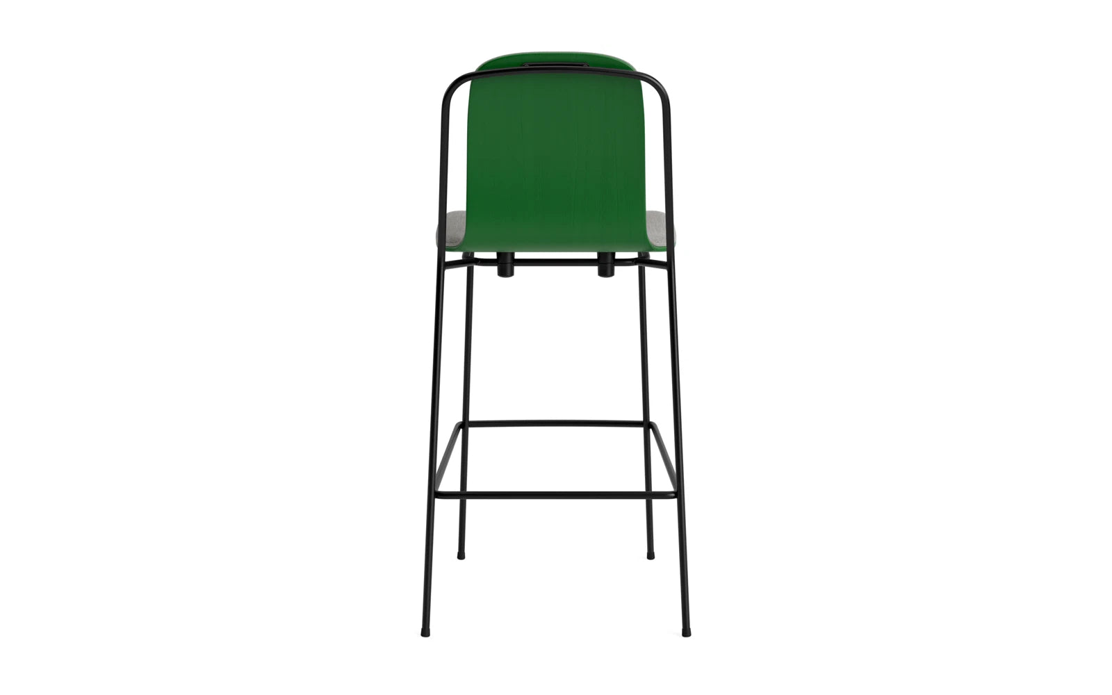 Entdecken Sie den eleganten Studio Barstuhl 75 cm von Normann Copenhagen – mit grünem Frontpolster und stabiler Stahlkonstruktion, perfekt für jeden Raum!