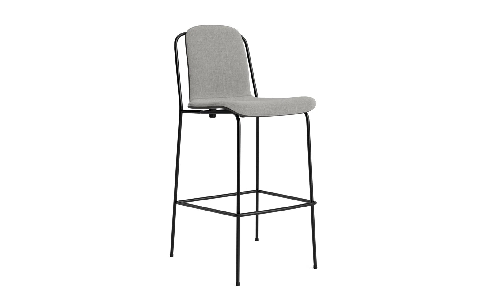 Erleben Sie den eleganten Studio Barstuhl 75 cm von Normann Copenhagen. Mit seinem robusten Stahlrahmen und dem komfortablen Frontpolster vereint er modernes Design und Funktionalität für jeden Raum.