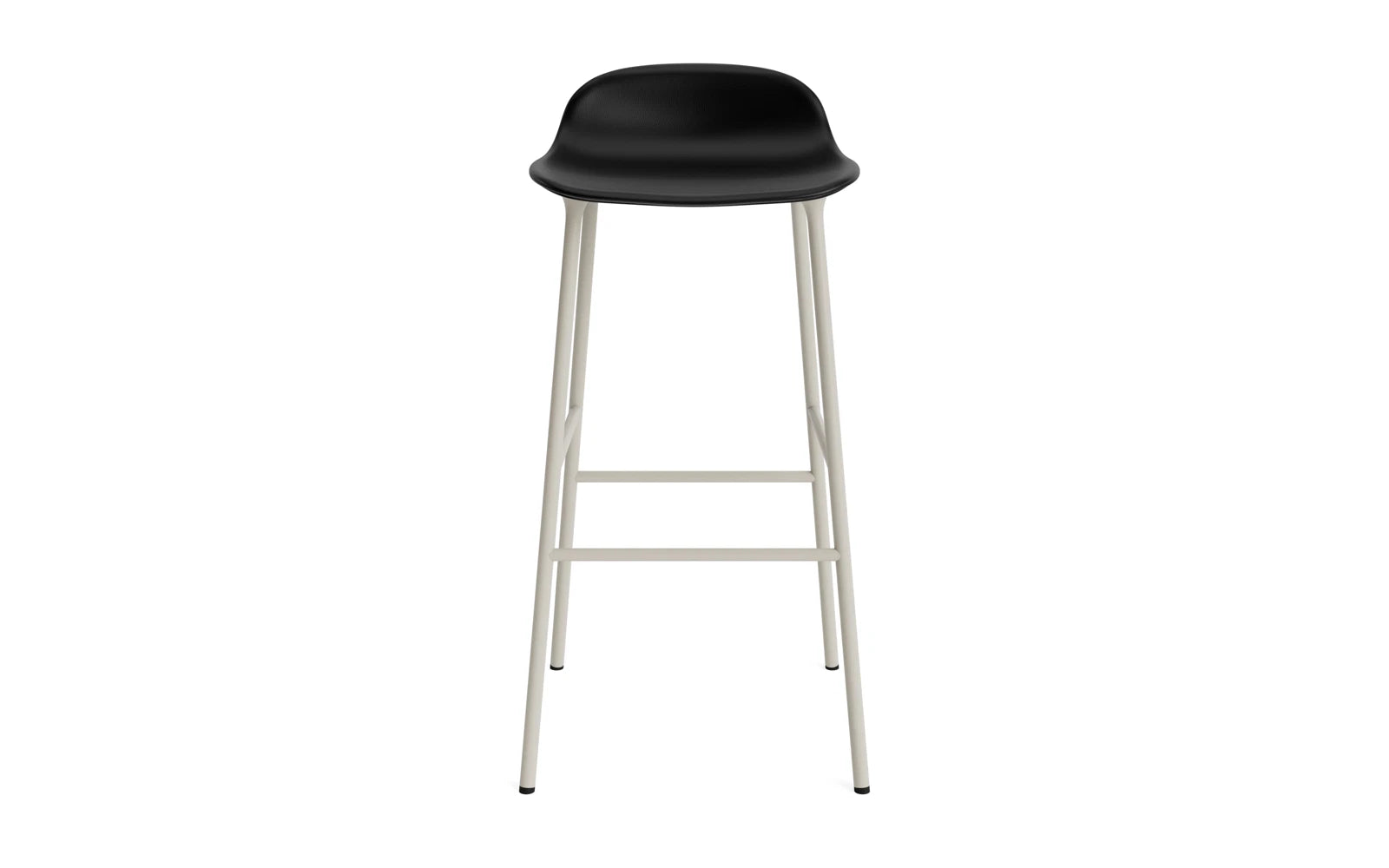 Erleben Sie den Form Barstuhl 75 cm in edlem hellgrau, gepolstert und aus robustem Stahl – eine harmonische Verbindung von Stil und Komfort für Ihr Zuhause.