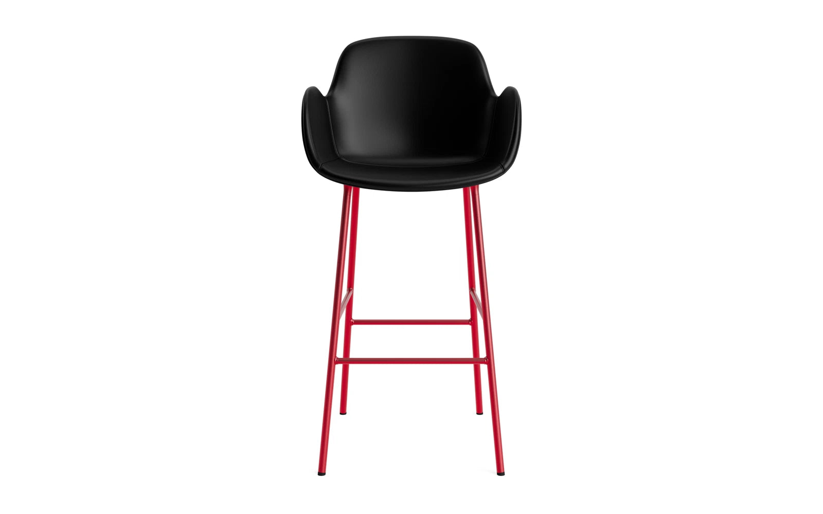 Entdecken Sie den stilvollen Form Barstuhl mit Armlehne in leuchtendem Rot. Hochwertige Polsterung und modernes Design von Normann Copenhagen.