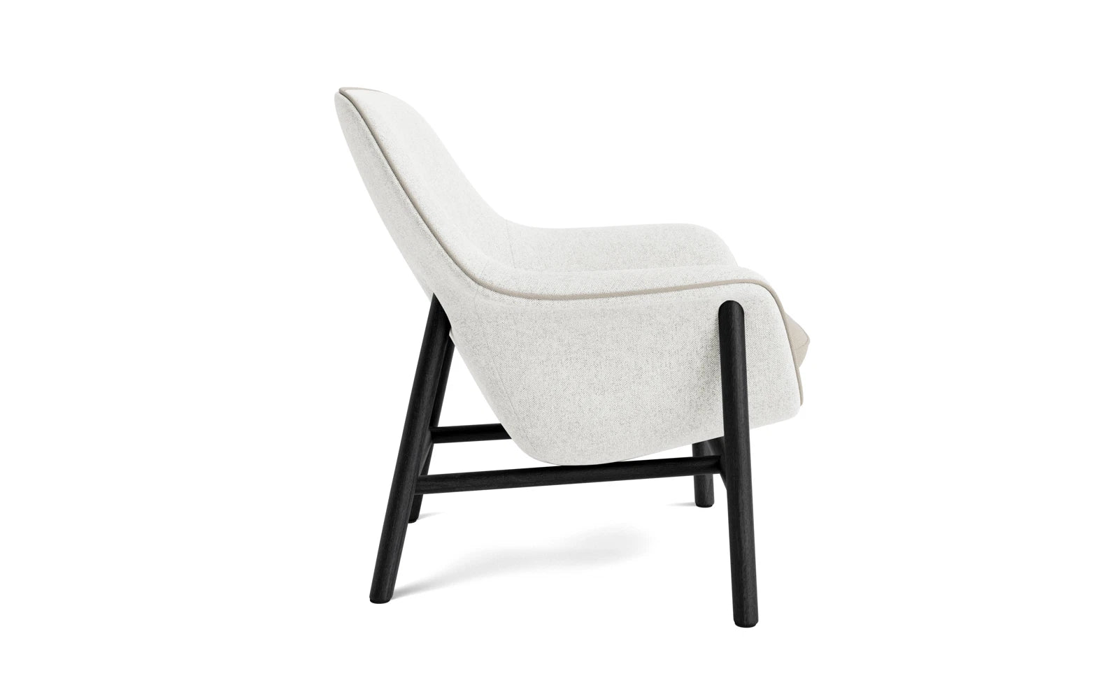 Eleganter Drape Lounge Sessel: Sanfte Kurven, organische Kontur, vielfältige Bezüge, Stahl- oder Eichenbeine, individuell anpassbar.