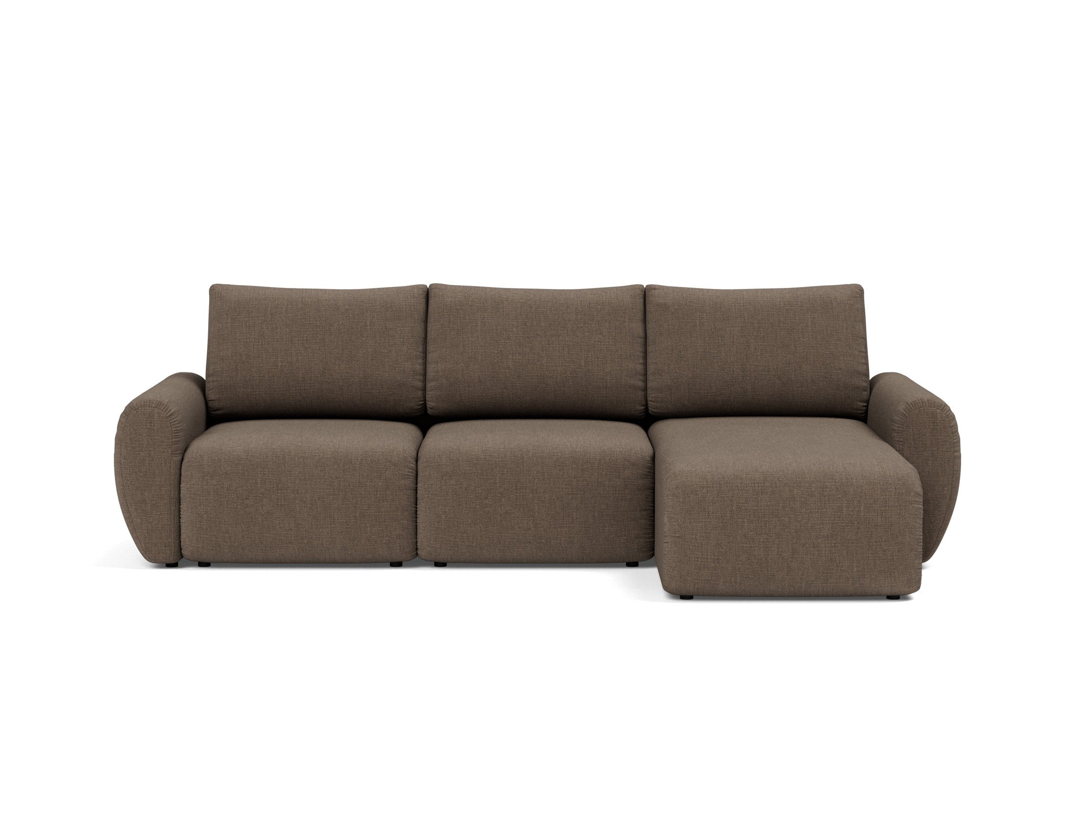 Norum Schlafsofa mit Chaiselongue und Curve-Armlehnen in 411 Esina Cedar Brown präsentiert im Onlineshop von KAQTU Design AG. Bettsofa rechts ist von Innovation Living