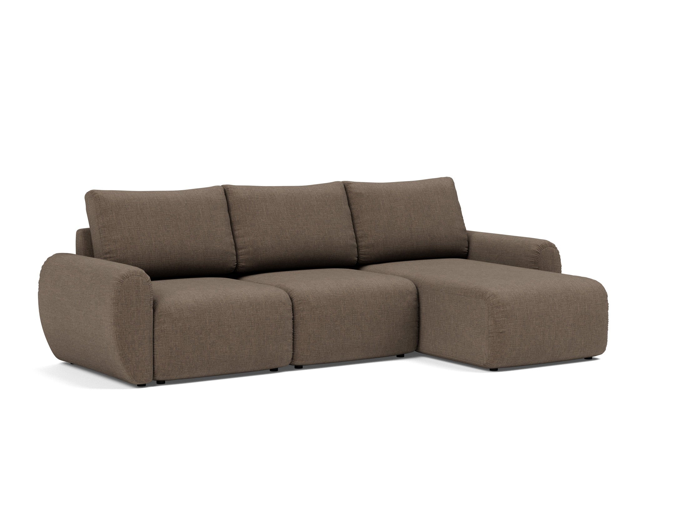 Norum Schlafsofa mit Chaiselongue und Curve-Armlehnen in 411 Esina Cedar Brown präsentiert im Onlineshop von KAQTU Design AG. Bettsofa rechts ist von Innovation Living
