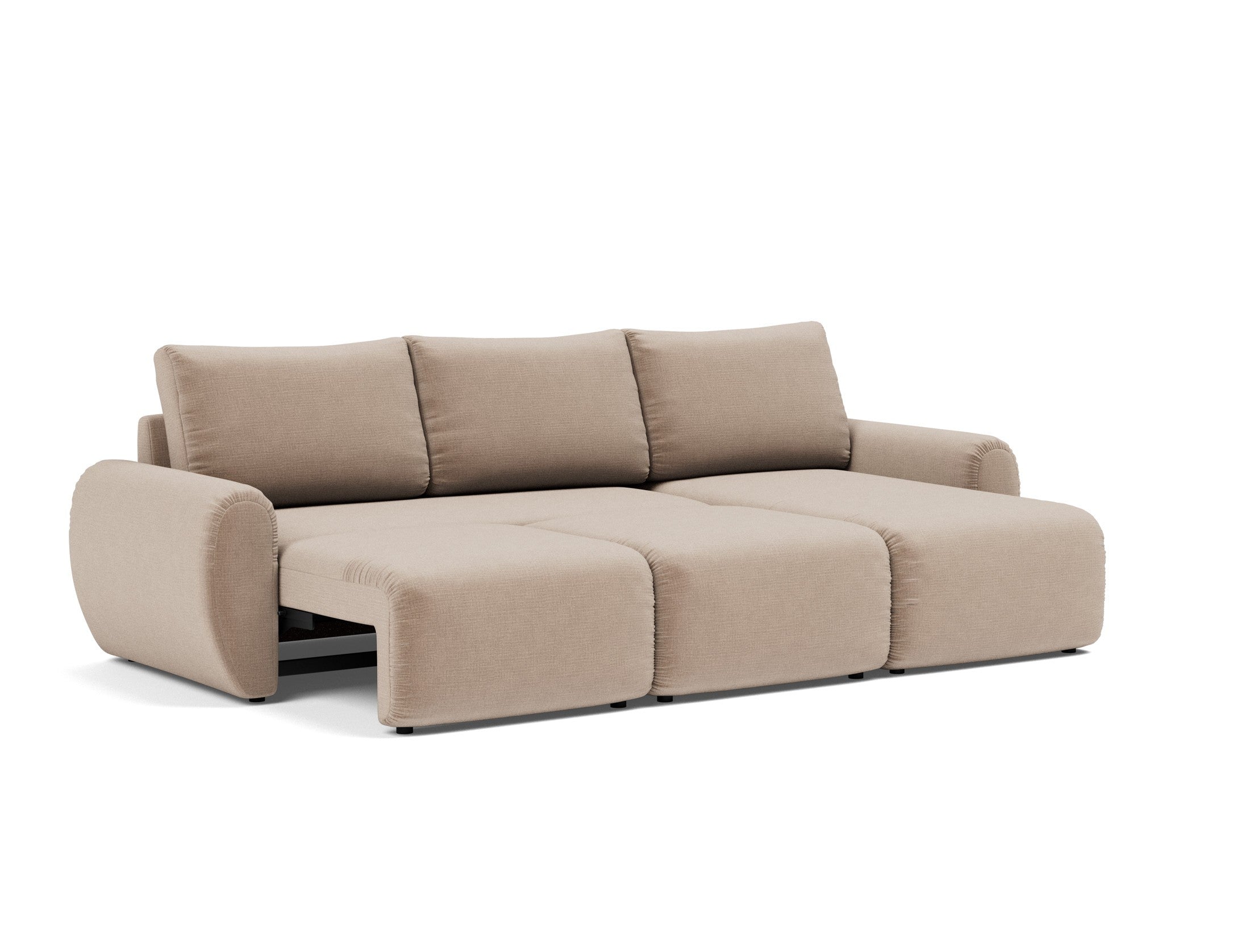Norum Schlafsofa mit Chaiselongue und Curve-Armlehnen in 417 Esina Mocha präsentiert im Onlineshop von KAQTU Design AG. Bettsofa rechts ist von Innovation Living