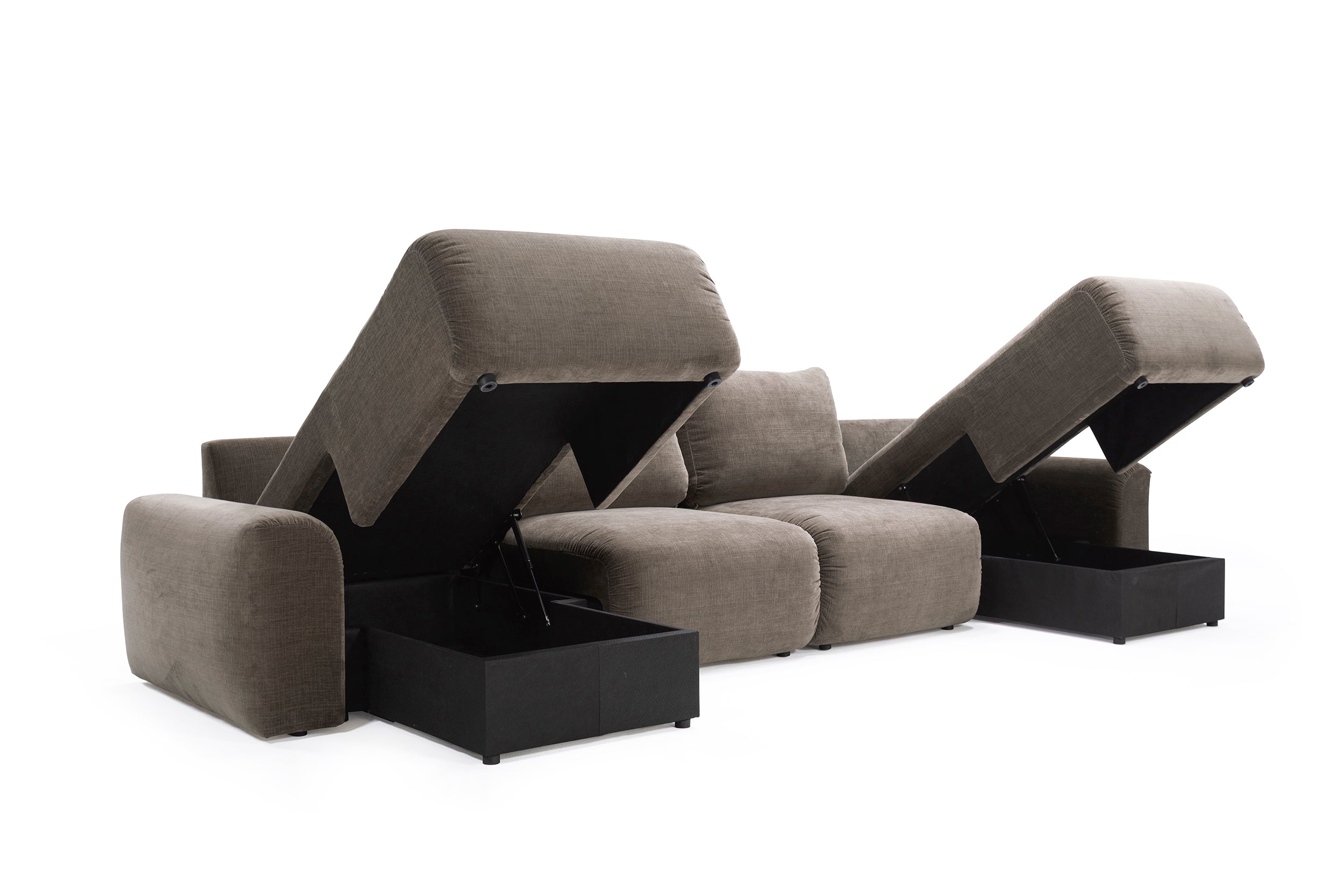 Norum Schlafsofa U-Form mit Curve-Armlehnen in 417 Esina Mocha präsentiert im Onlineshop von KAQTU Design AG. Bettsofa ist von Innovation Living