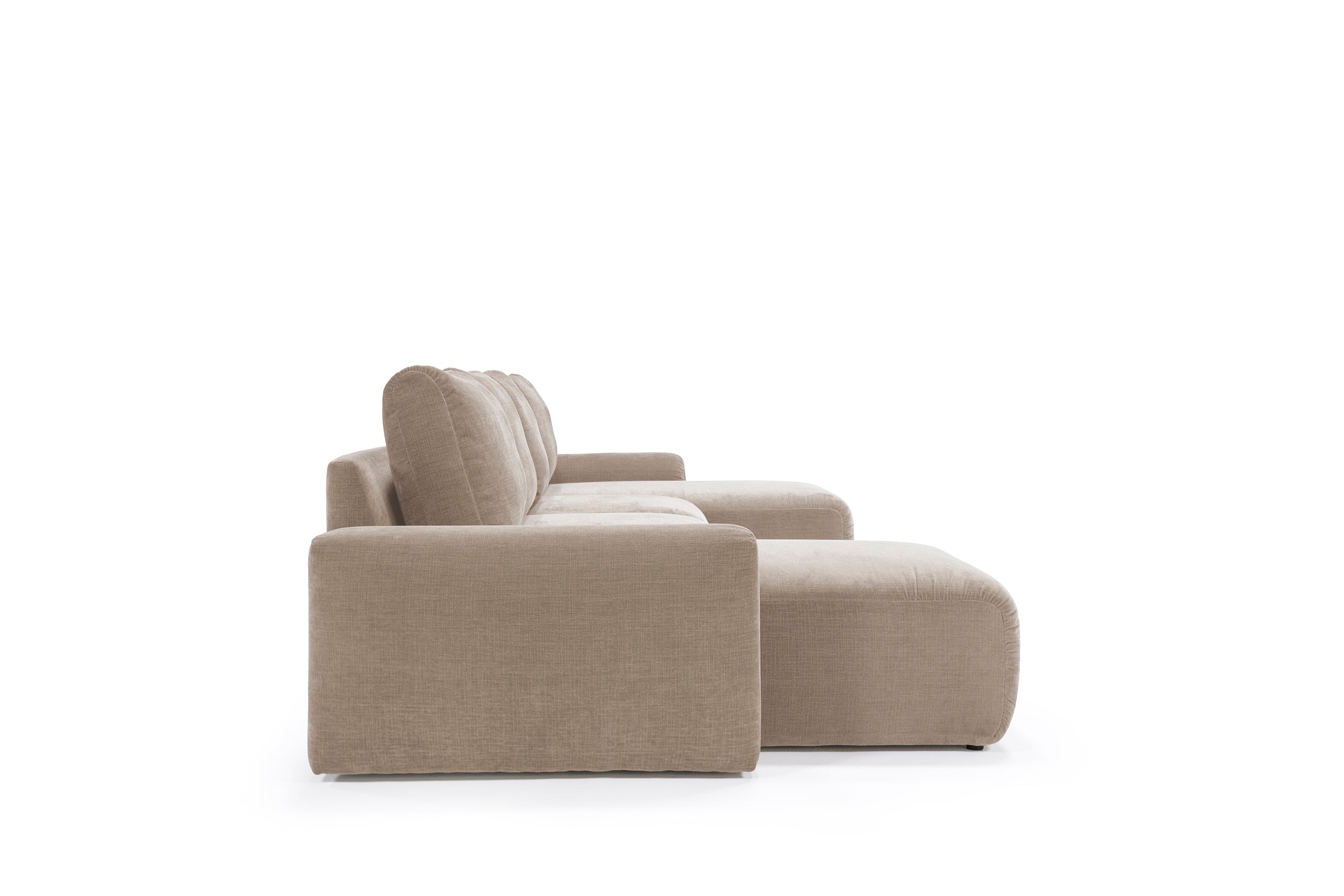Norum Schlafsofa U-Form mit Chunky-Armlehnen in 411 Esina Cedar Brown präsentiert im Onlineshop von KAQTU Design AG. Bettsofa ist von Innovation Living
