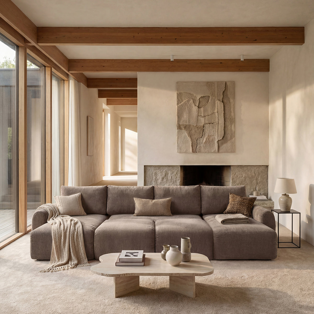 Norum Schlafsofa U-Form mit Chunky-Armlehnen in 417 Esina Mocha präsentiert im Onlineshop von KAQTU Design AG. Bettsofa ist von Innovation Living