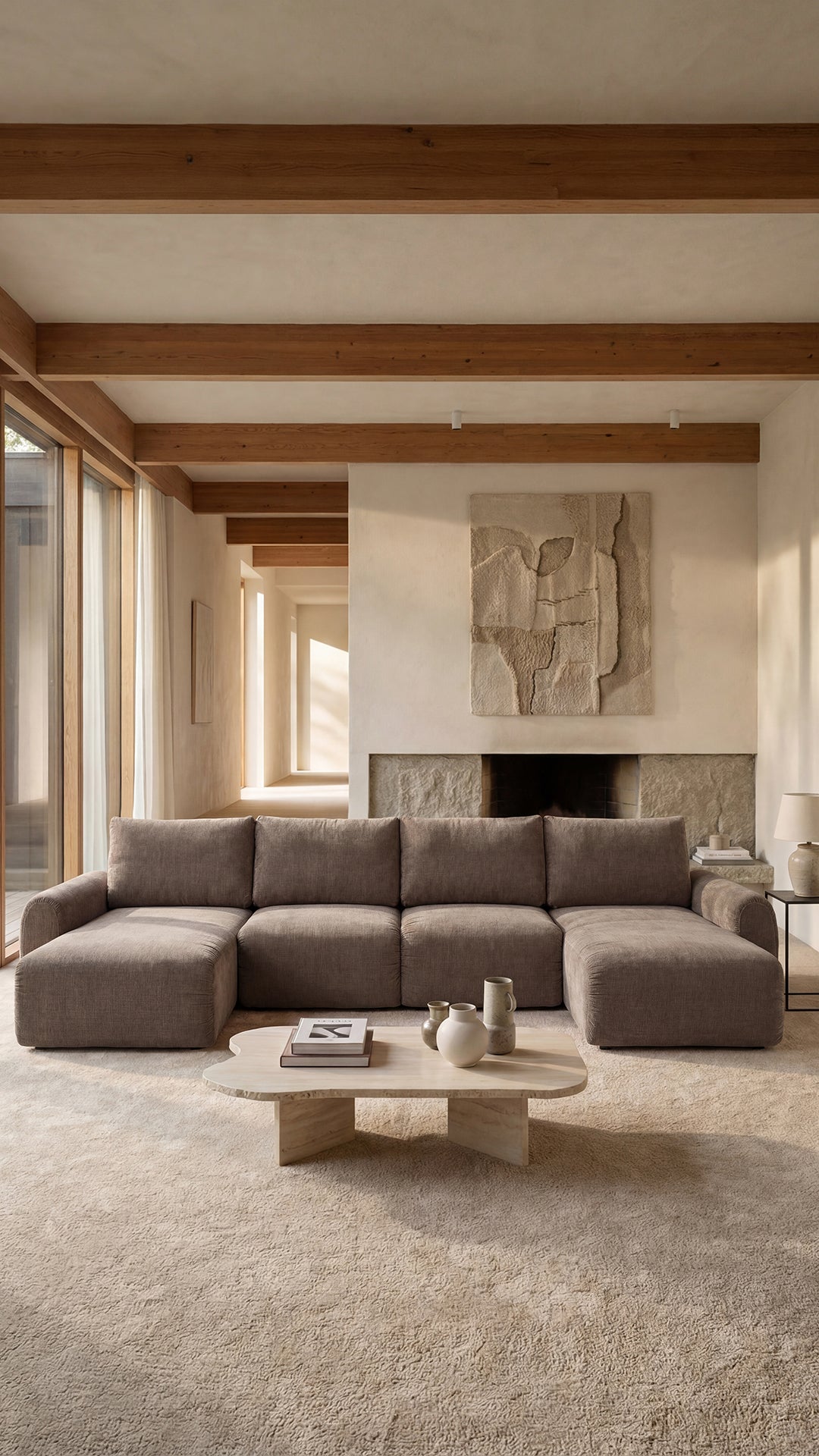 Norum Schlafsofa U-Form mit Chunky-Armlehnen in 417 Esina Mocha präsentiert im Onlineshop von KAQTU Design AG. Bettsofa ist von Innovation Living