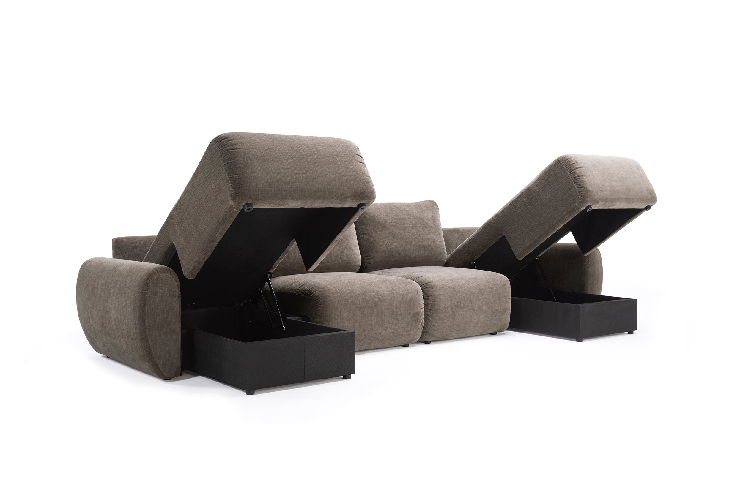 Norum Schlafsofa U-Form mit Chunky-Armlehnen in 417 Esina Mocha präsentiert im Onlineshop von KAQTU Design AG. Bettsofa ist von Innovation Living