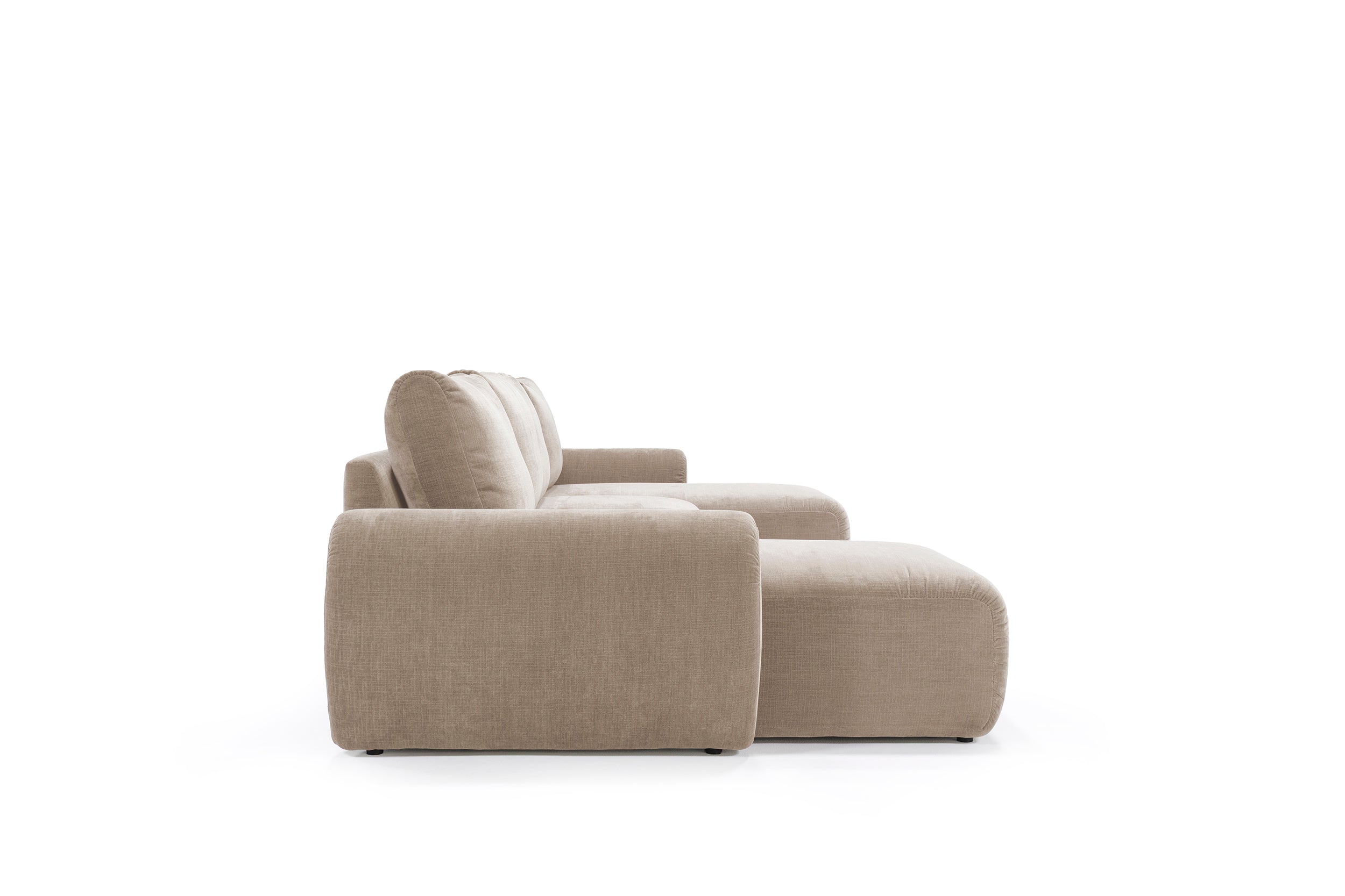 Norum Schlafsofa U-Form mit Curve-Armlehnen in 411 Esina Cedar Brown präsentiert im Onlineshop von KAQTU Design AG. Bettsofa ist von Innovation Living
