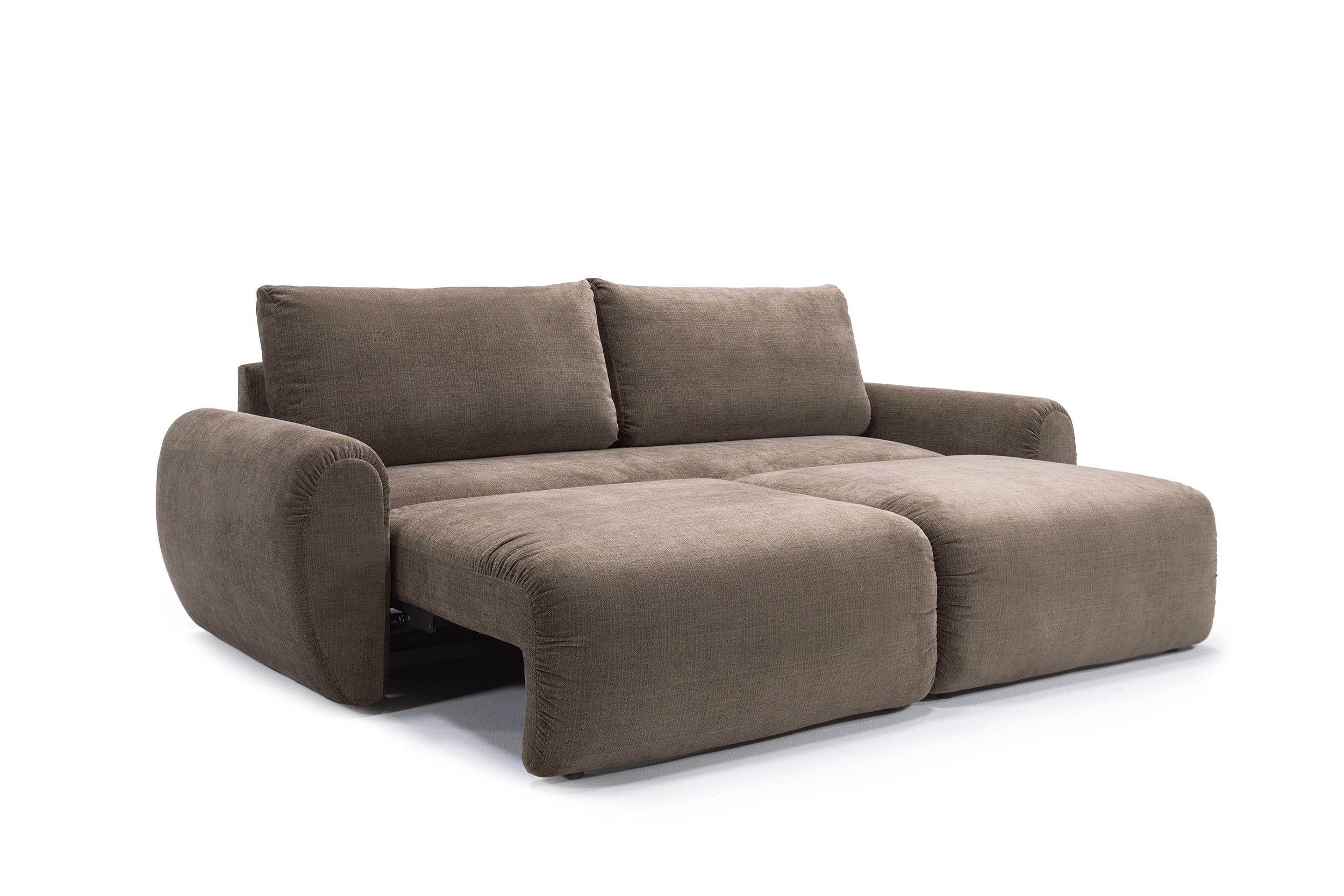 Norum Schlafsofa mit Curve-Armlehnen in 411 Esina Cedar Brown präsentiert im Onlineshop von KAQTU Design AG. Bettsofa ist von Innovation Living