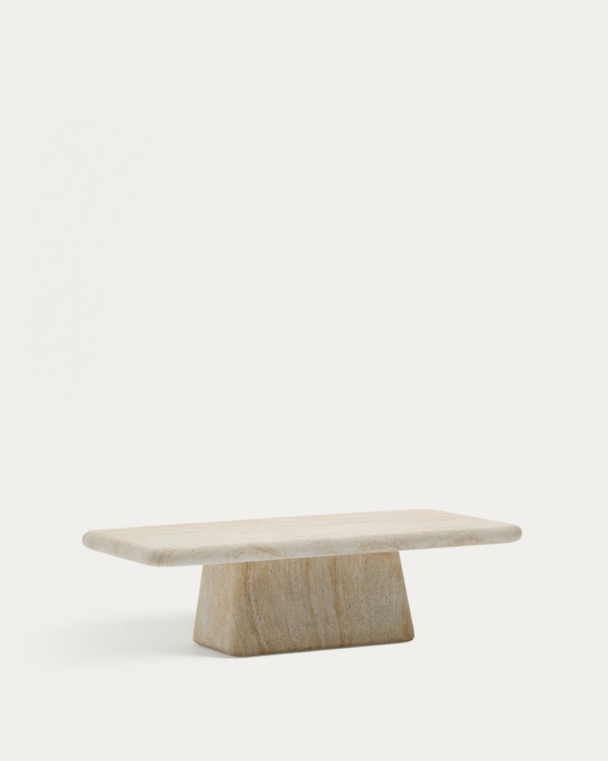 Couchtisch Drasi aus Zement in Travertinoptik 140 x 70 cm in Beige, Ecru präsentiert im Onlineshop von KAQTU Design AG. Loungetisch ist von Kave Home